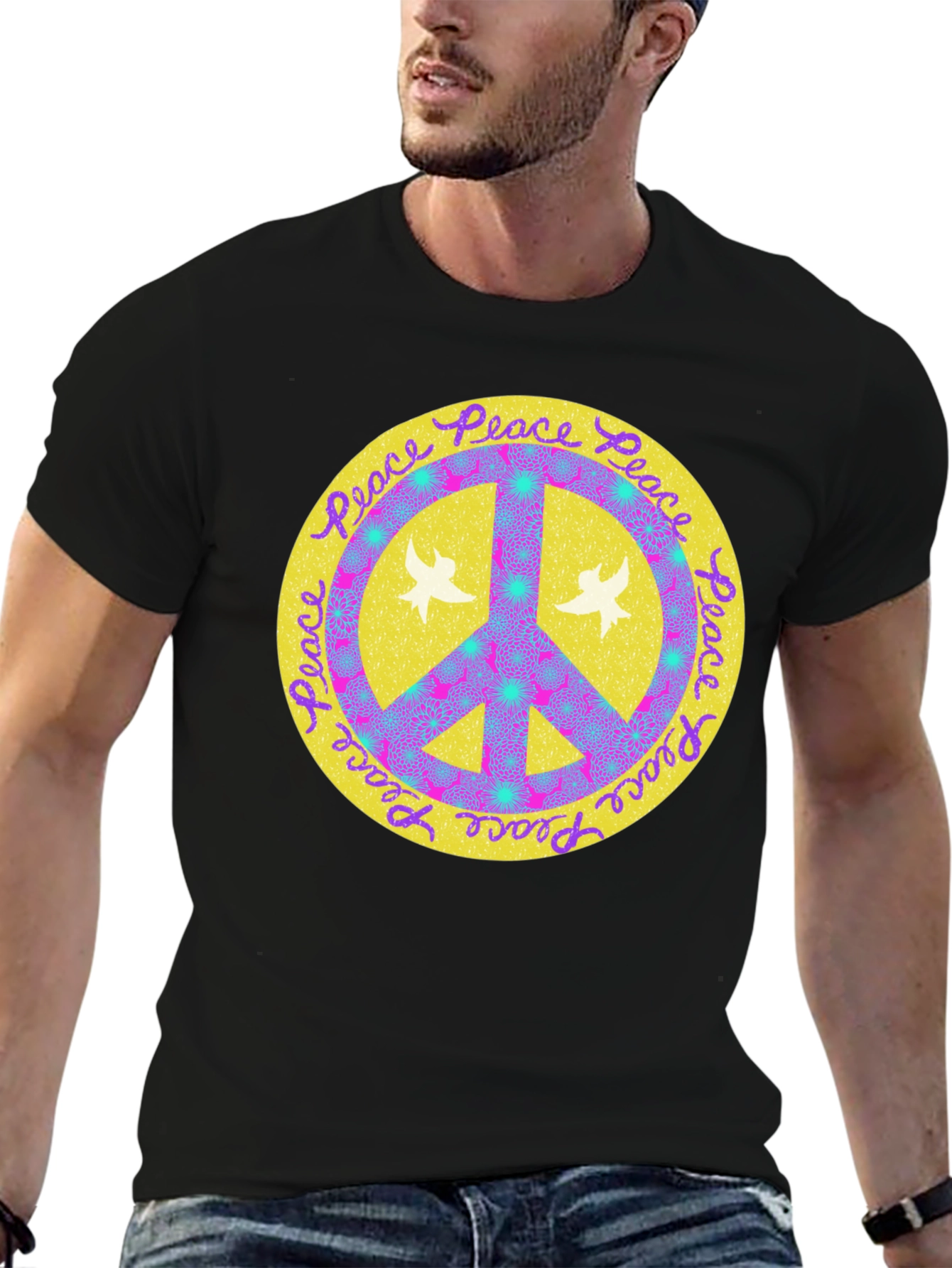 Peace Sign Graphic Tee - Retro Style