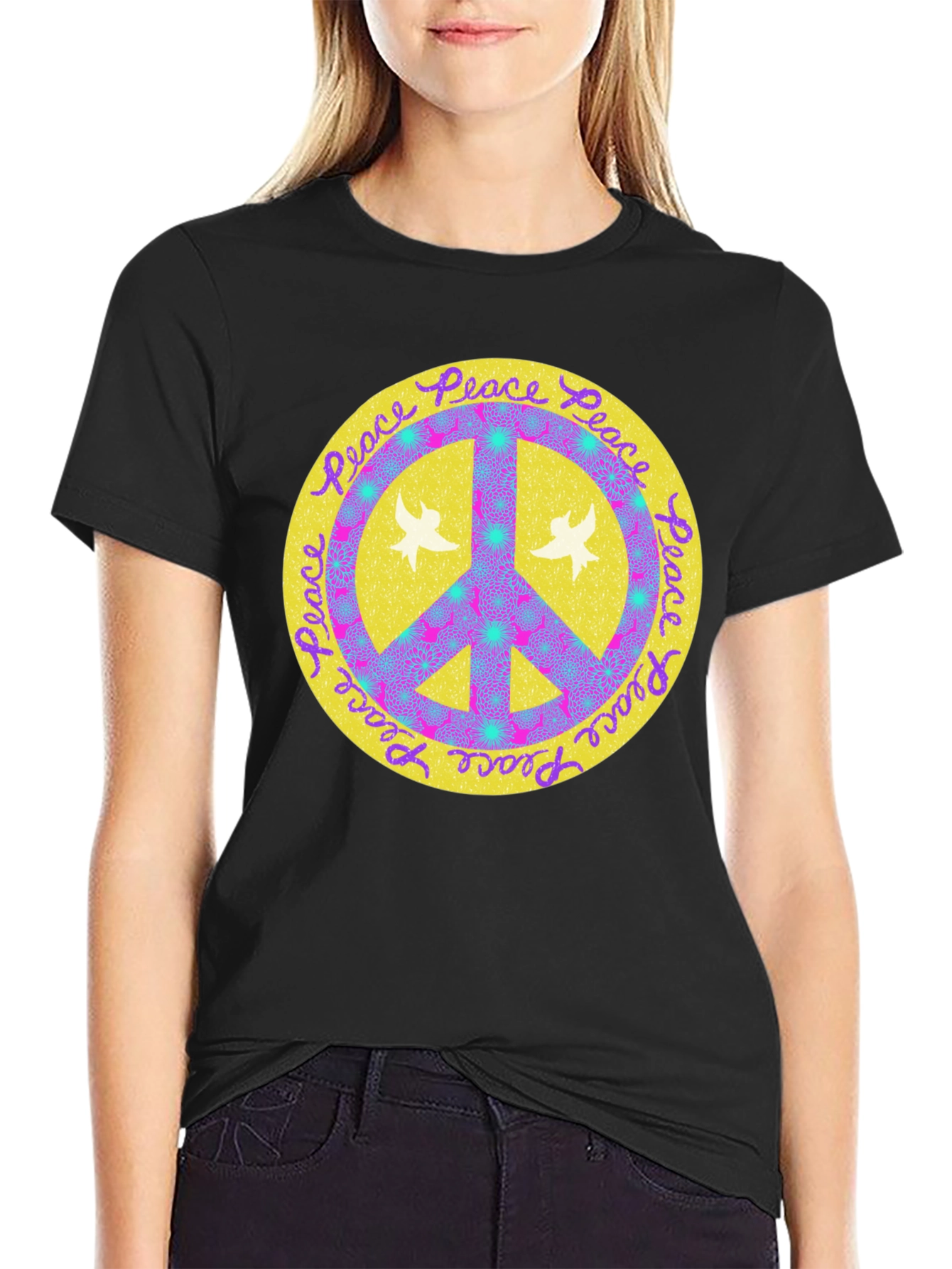 Peace Sign Graphic Tee - Retro Style