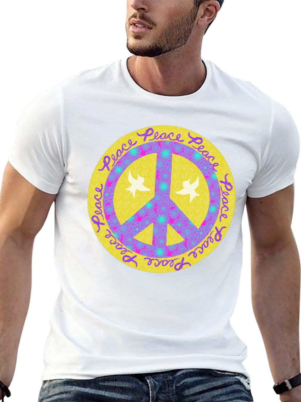 Peace Sign Graphic Tee - Retro Style