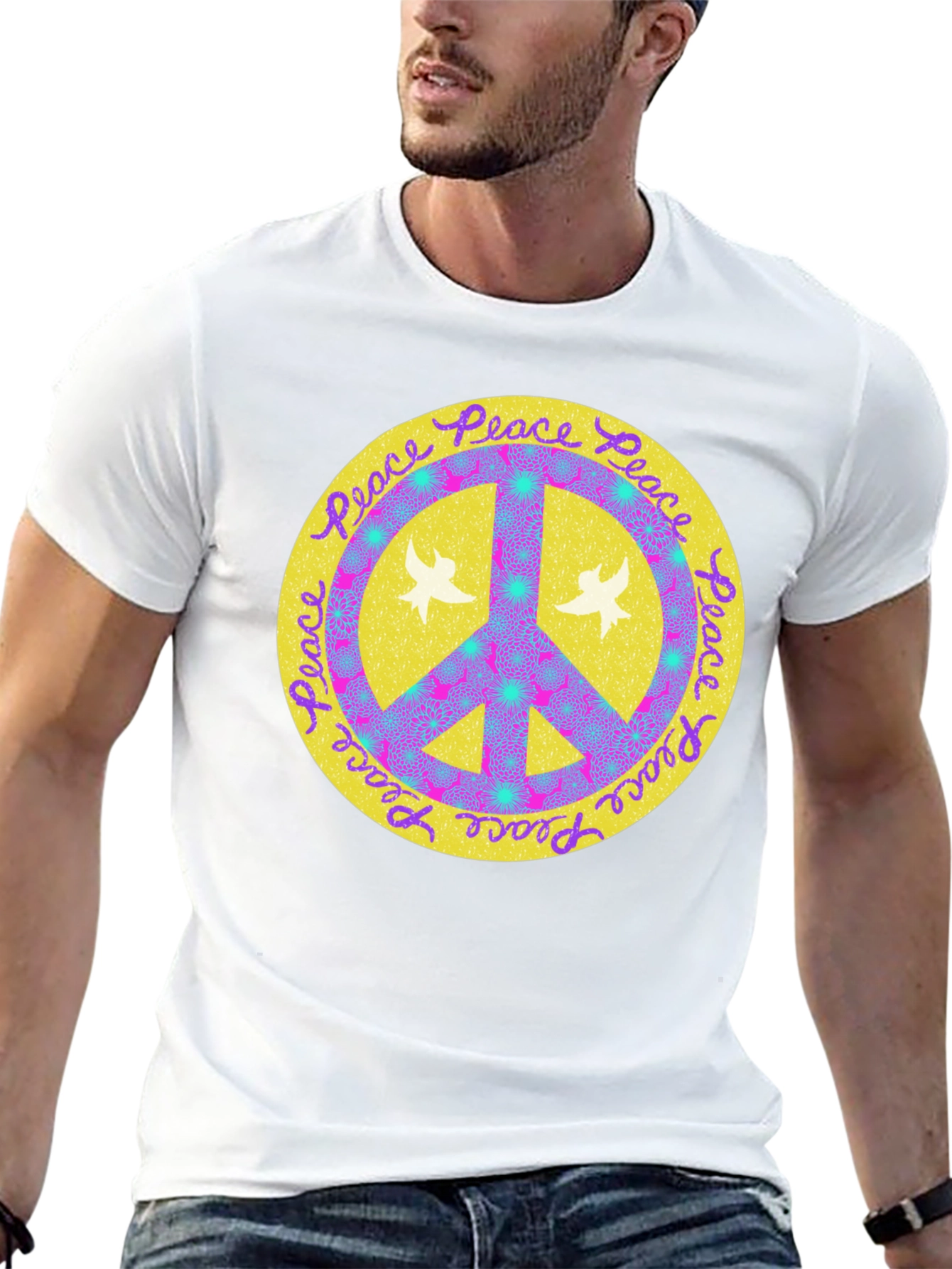 Peace Sign Graphic Tee - Retro Style