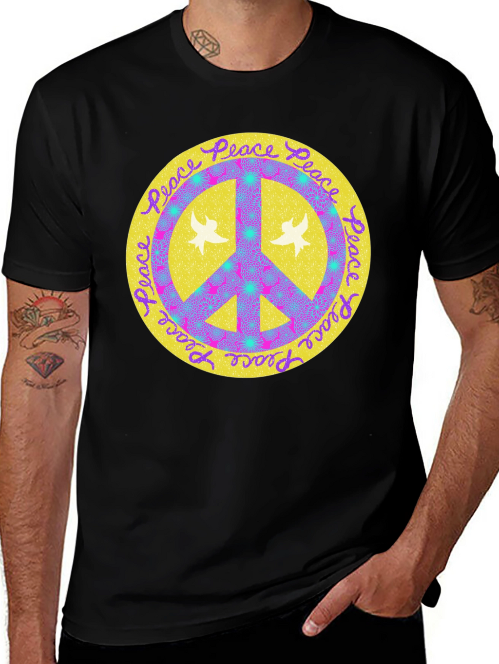 Peace Sign Graphic Tee - Retro Style