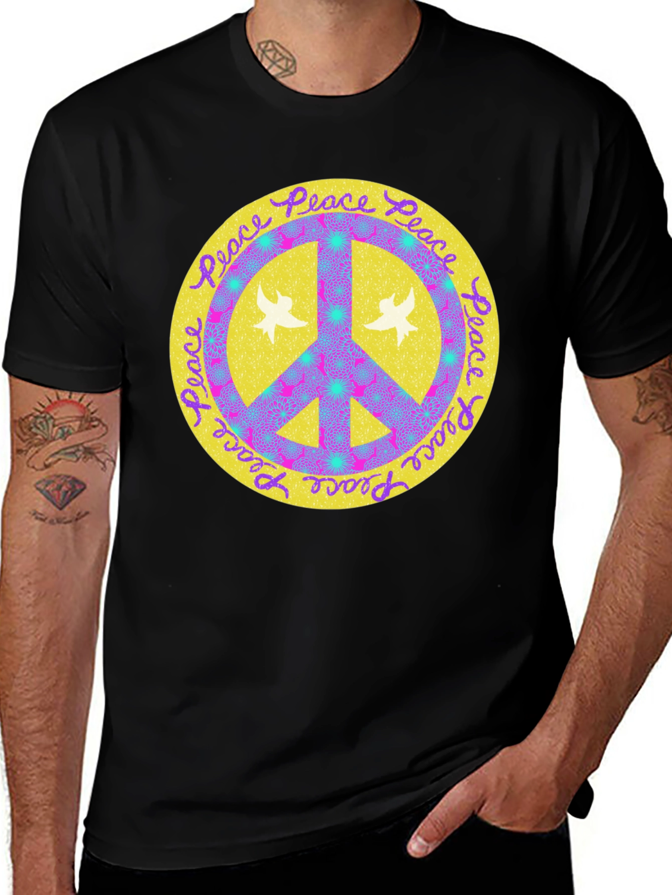 Peace Sign Graphic Tee - Retro Style