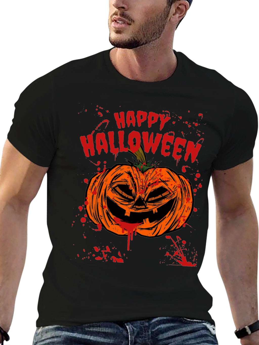 Happy Halloween Pumpkin Graphic T-Shirt