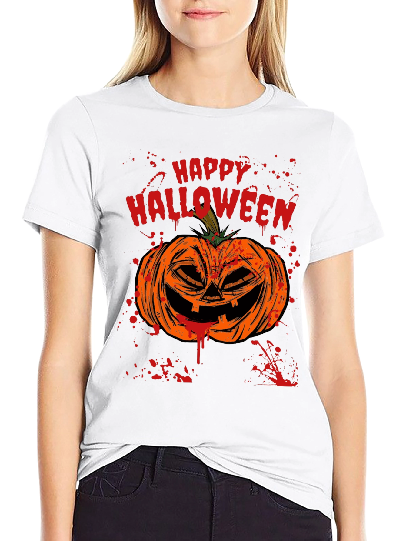 Happy Halloween Pumpkin Graphic T-Shirt