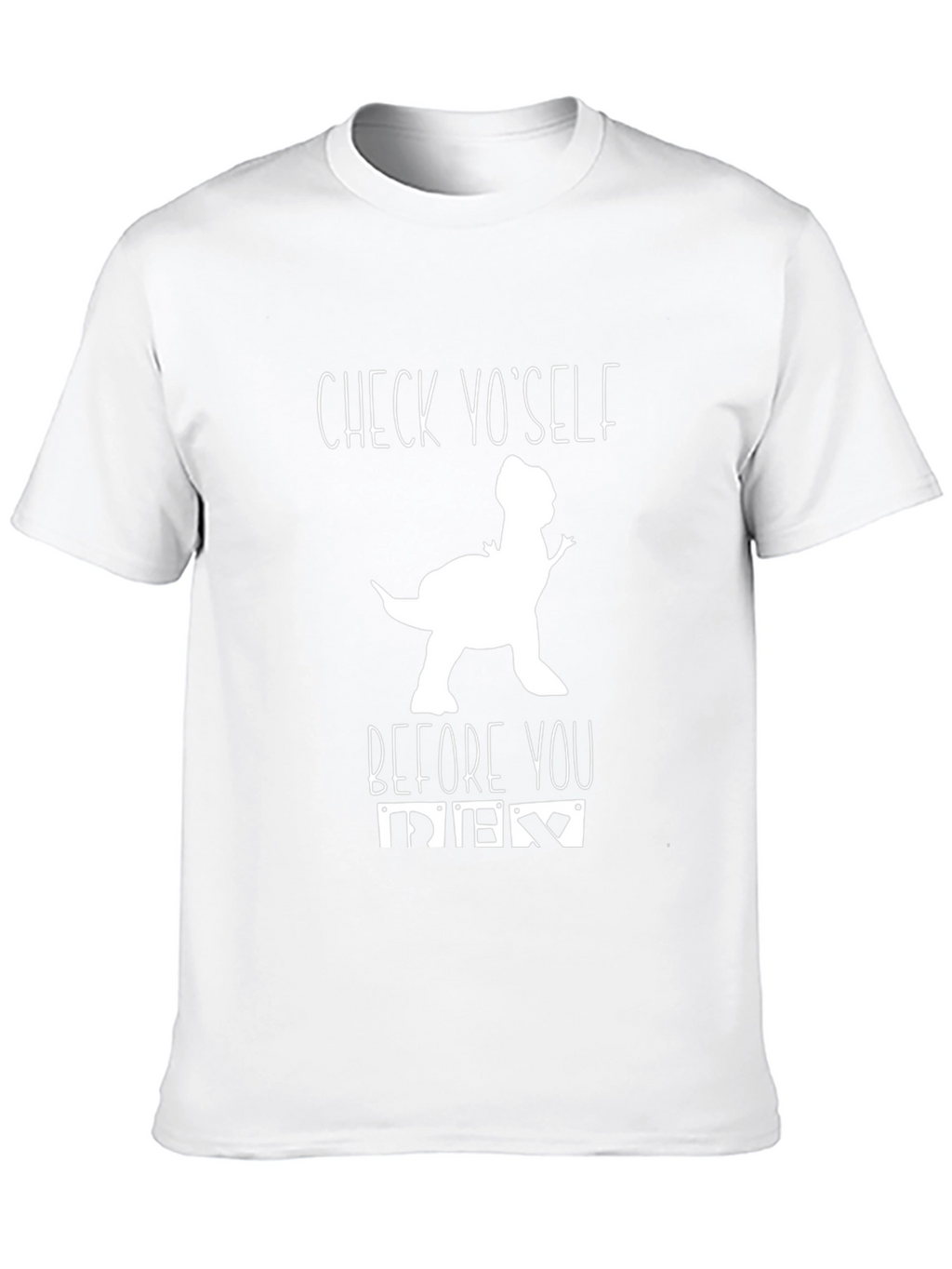 Check Yo Self Dinosaur Graphic Black T-Shirt