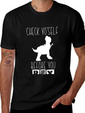 Check Yo Self Dinosaur Graphic Black T-Shirt