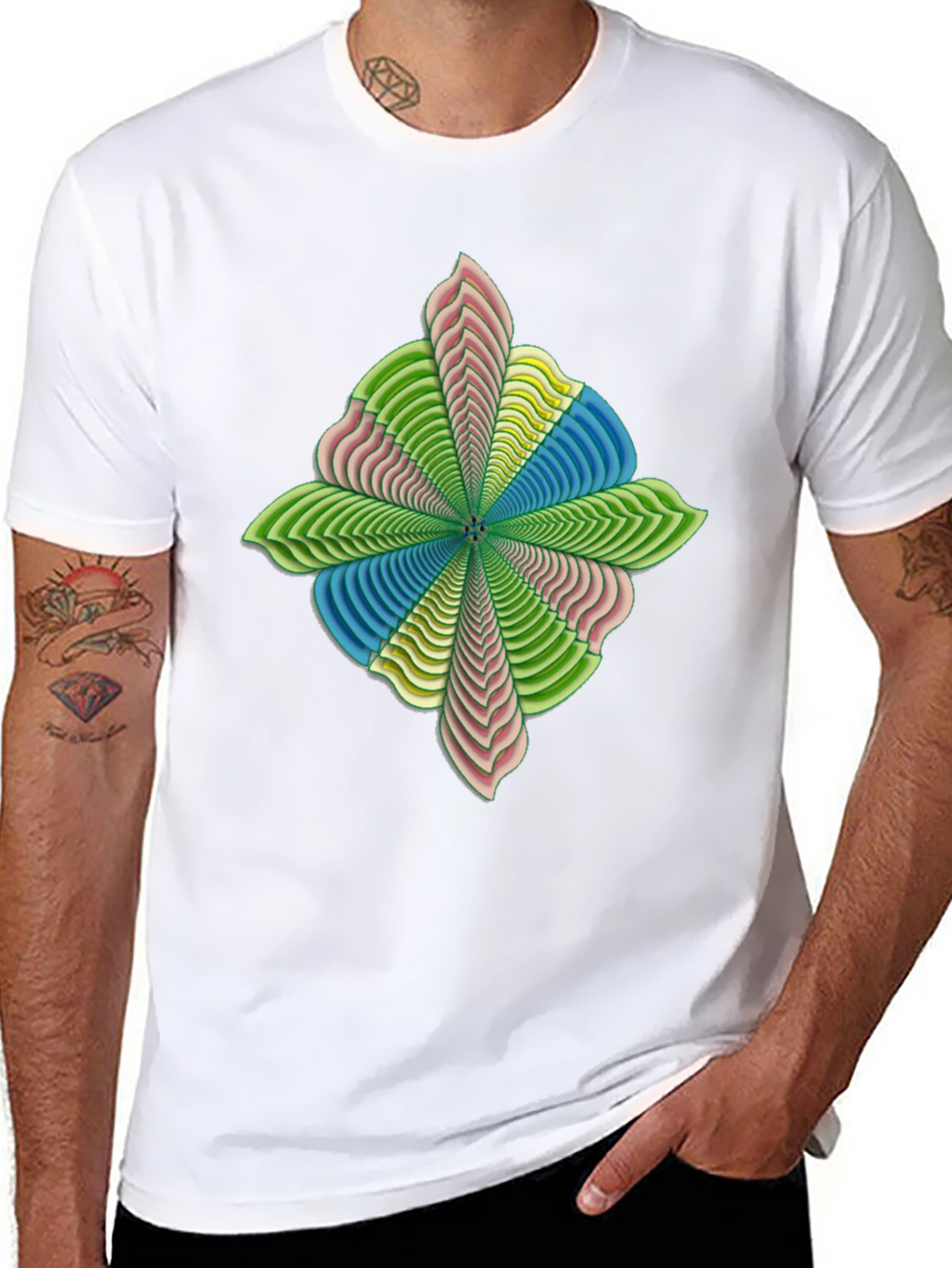 Abstract Flower Petal Graphic Print Black T-Shirt