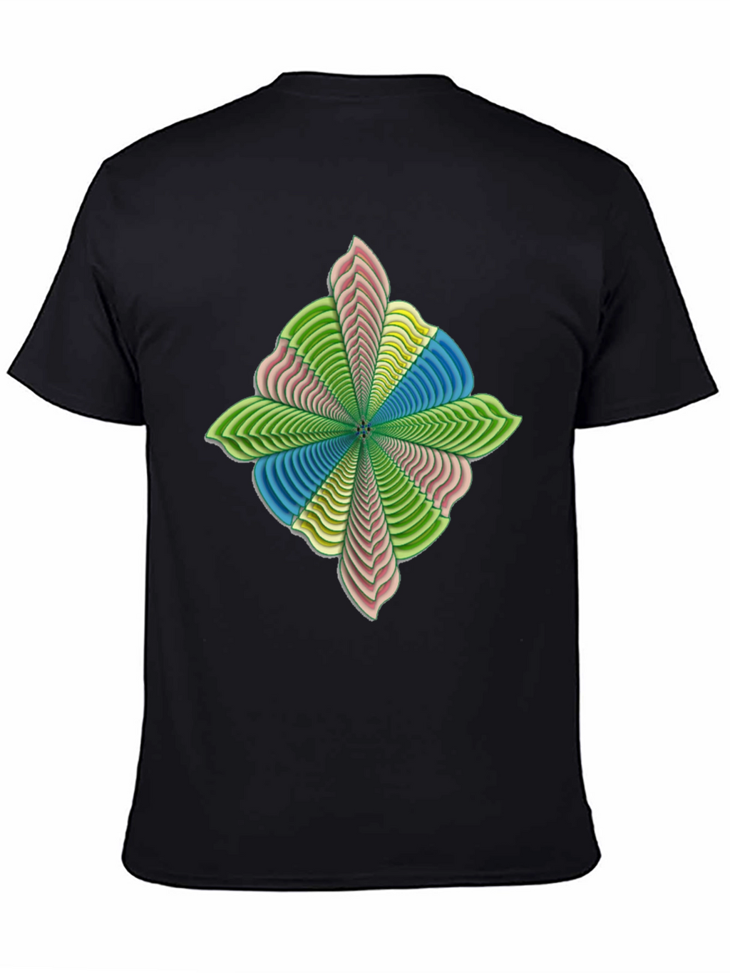 Abstract Flower Petal Graphic Print Black T-Shirt