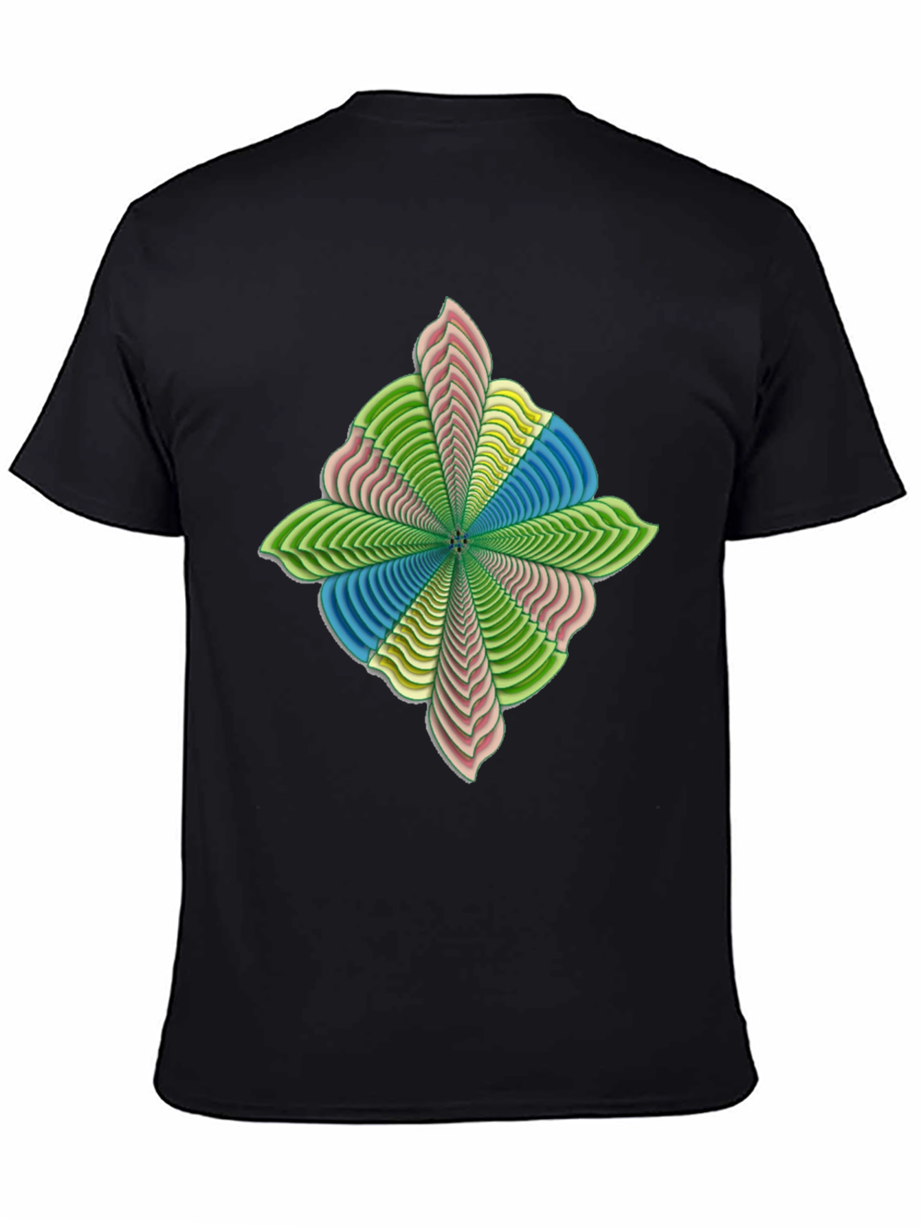 Abstract Flower Petal Graphic Print Black T-Shirt