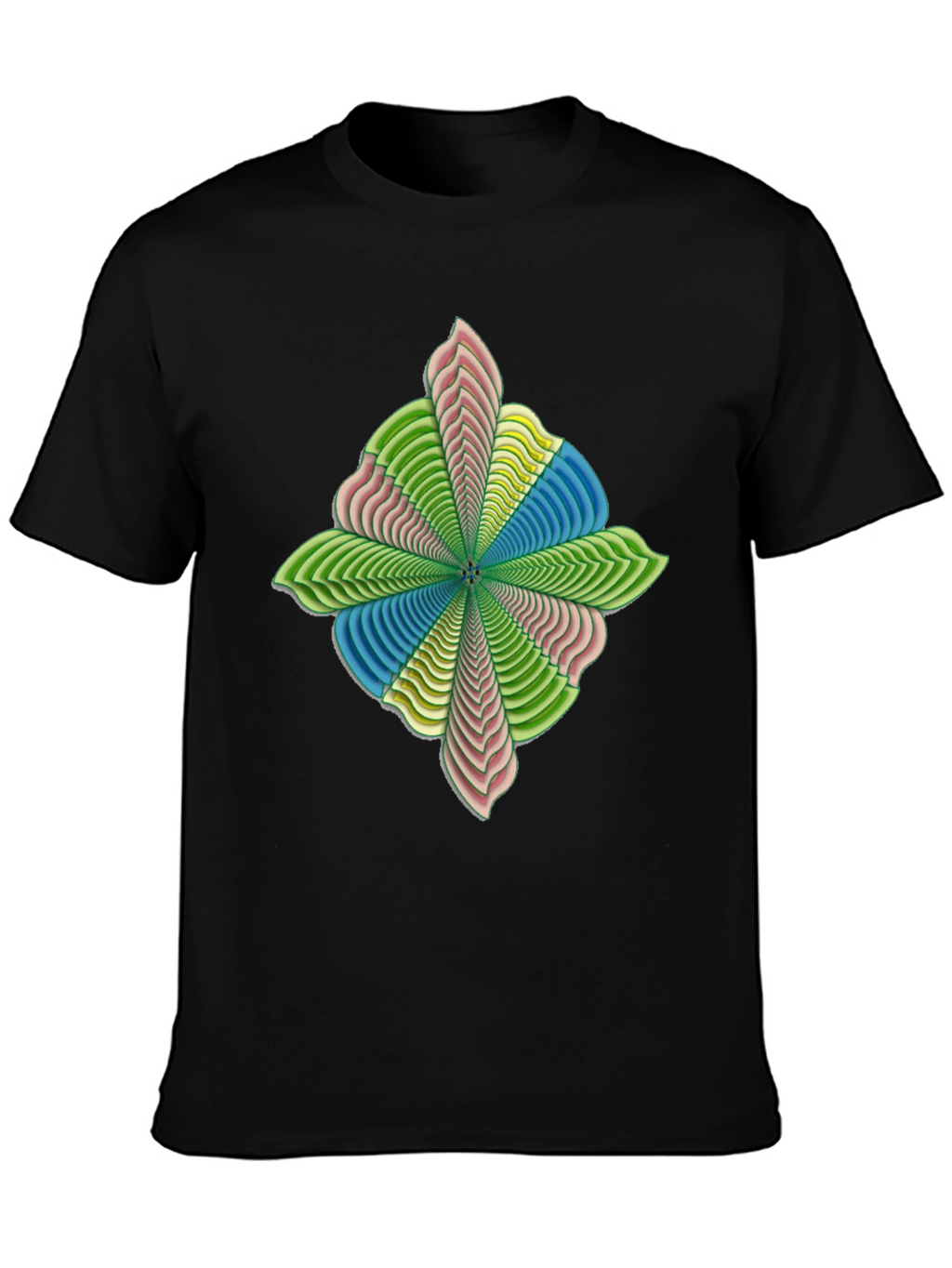 Abstract Flower Petal Graphic Print Black T-Shirt