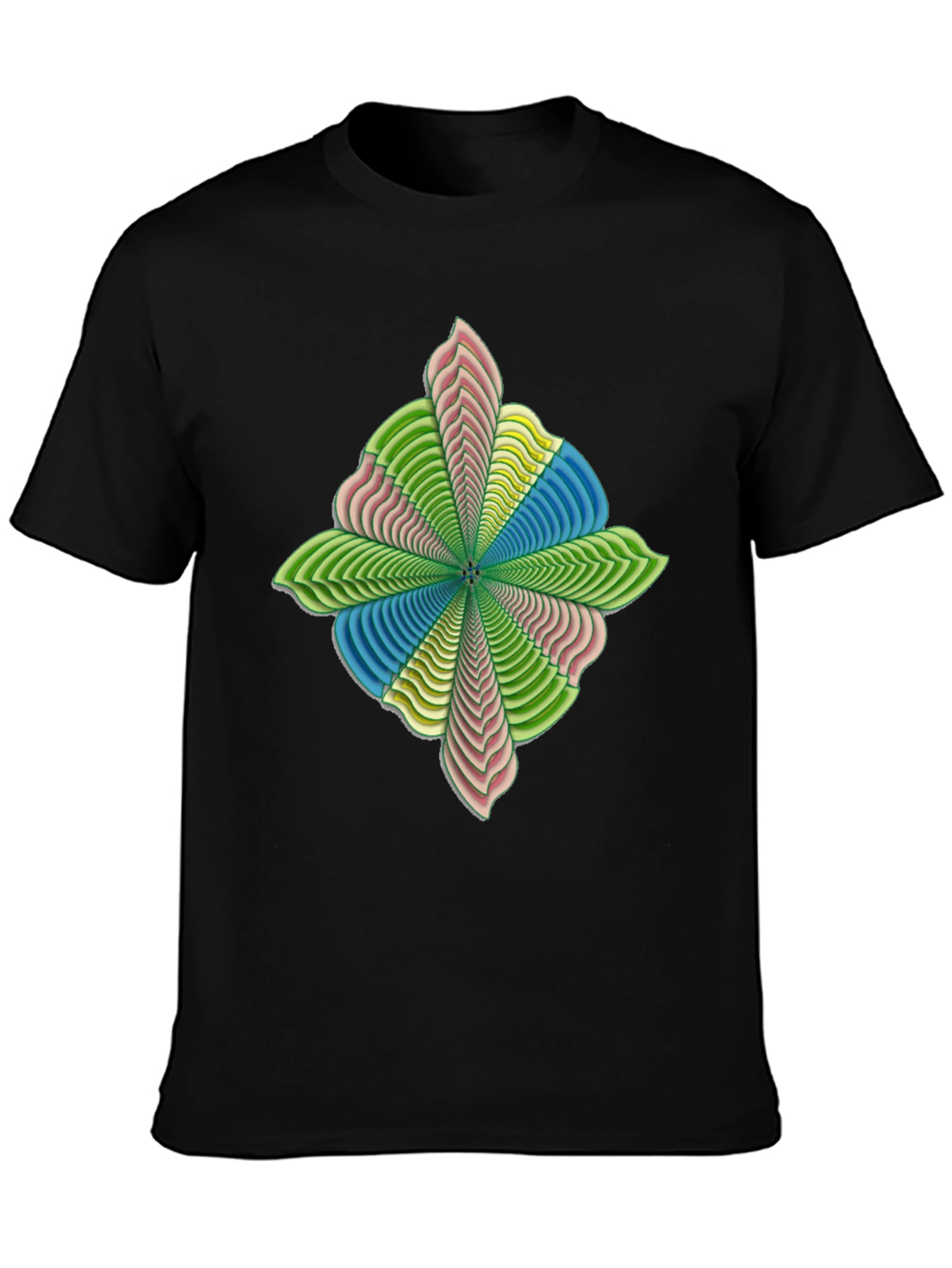 Abstract Flower Petal Graphic Print Black T-Shirt