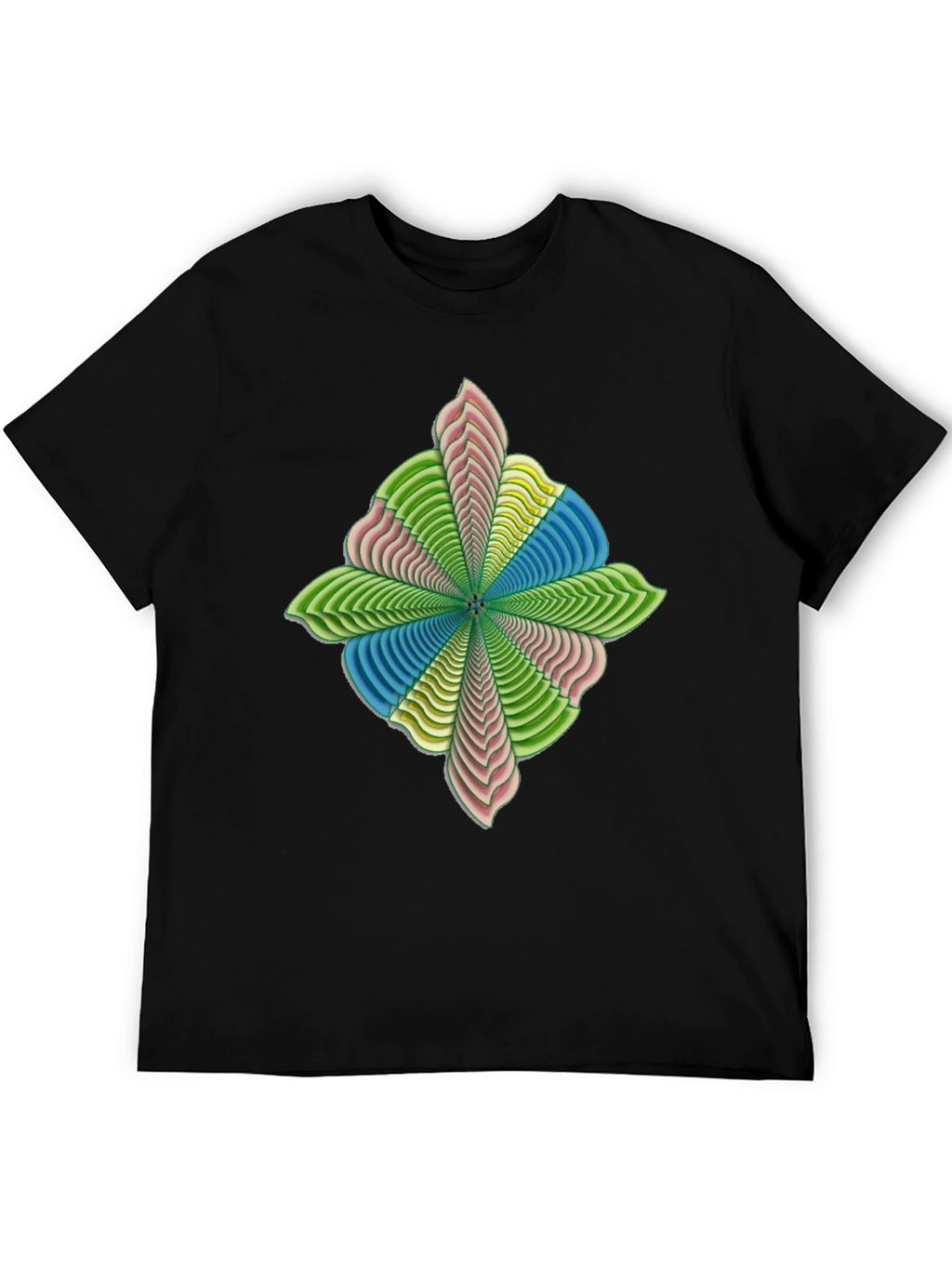 Abstract Flower Petal Graphic Print Black T-Shirt