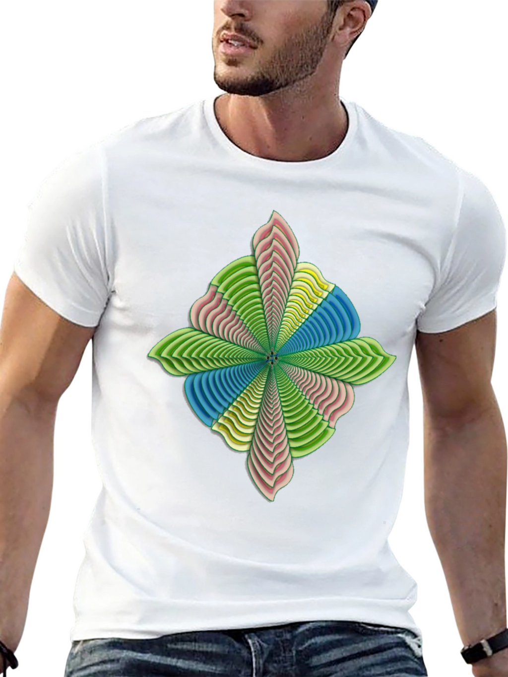 Abstract Flower Petal Graphic Print Black T-Shirt