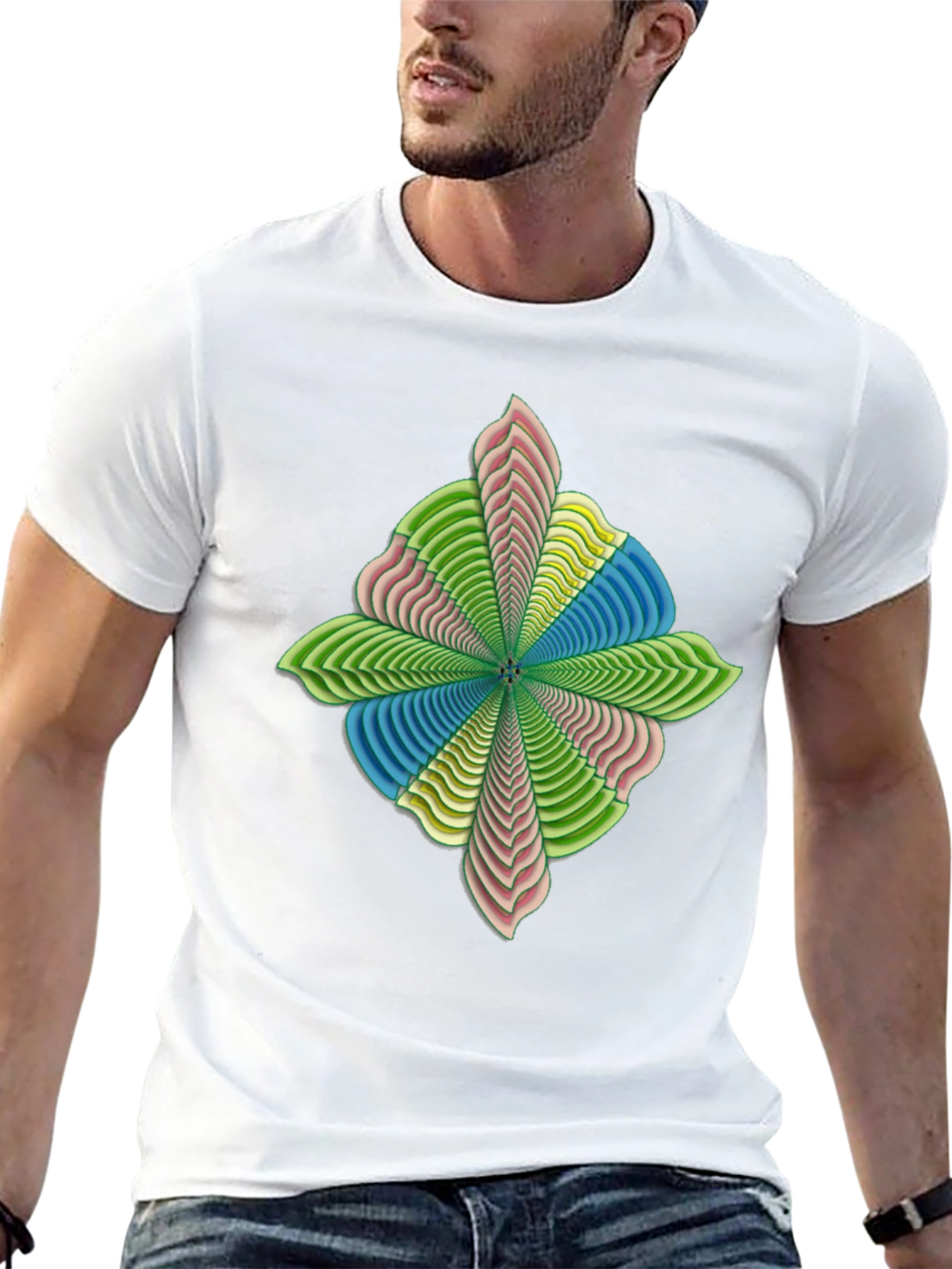 Abstract Flower Petal Graphic Print Black T-Shirt