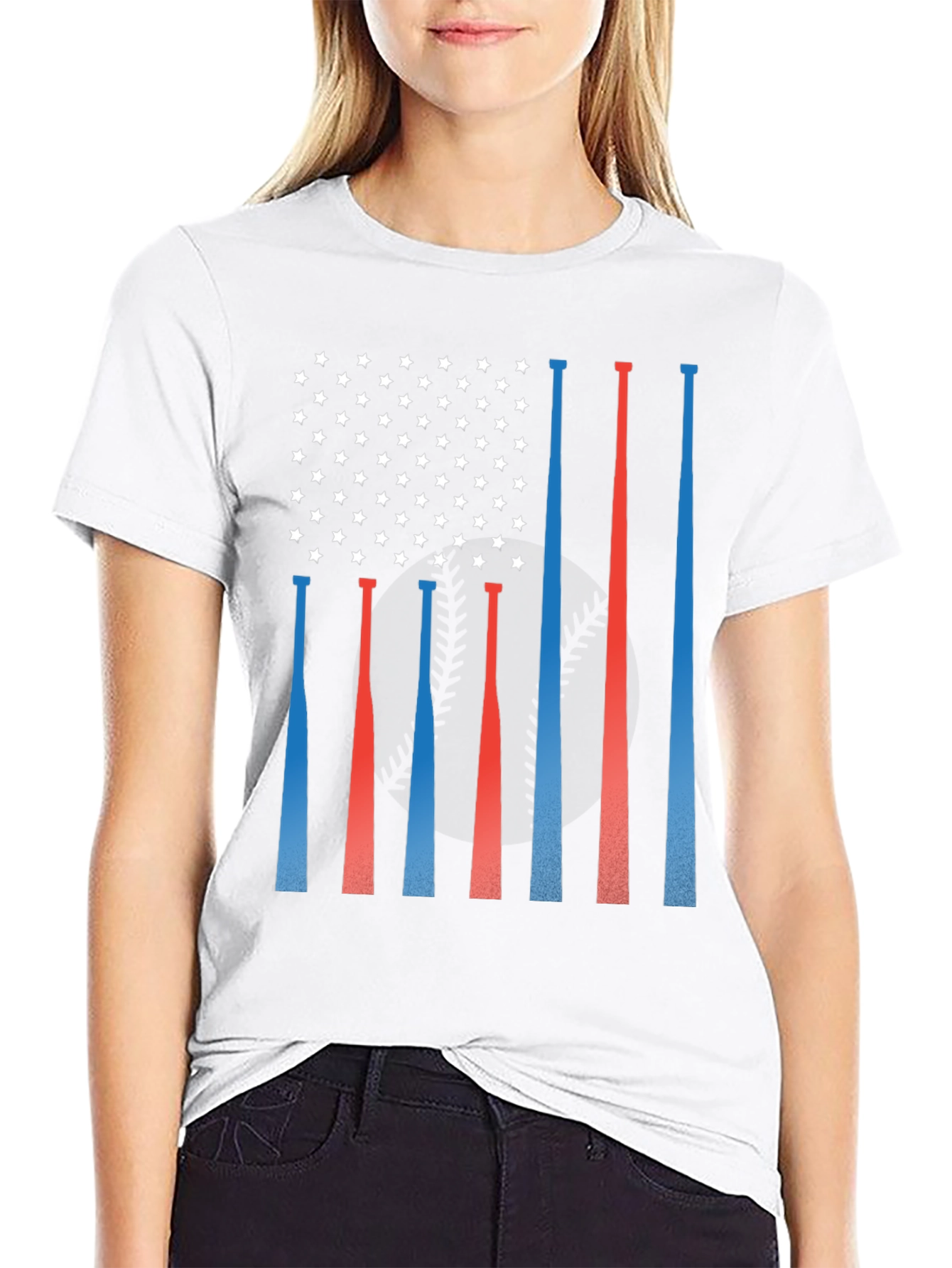 Patriotic Baseball Bats USA Flag Graphic Tee