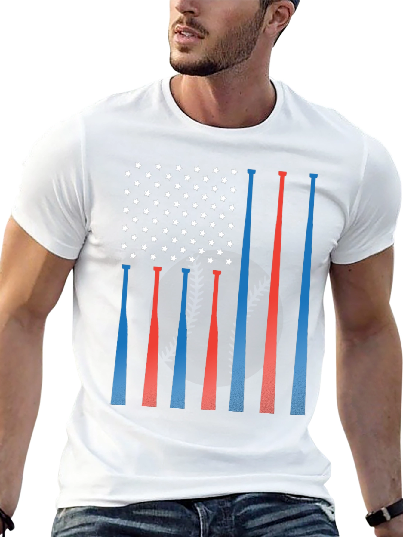 Patriotic Baseball Bats USA Flag Graphic Tee