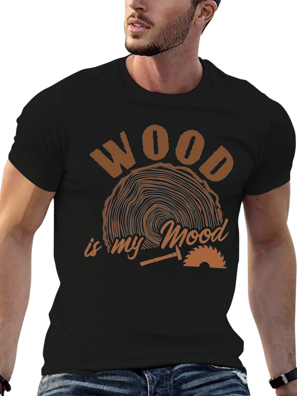 Wood is My Mood Black T-Shirt