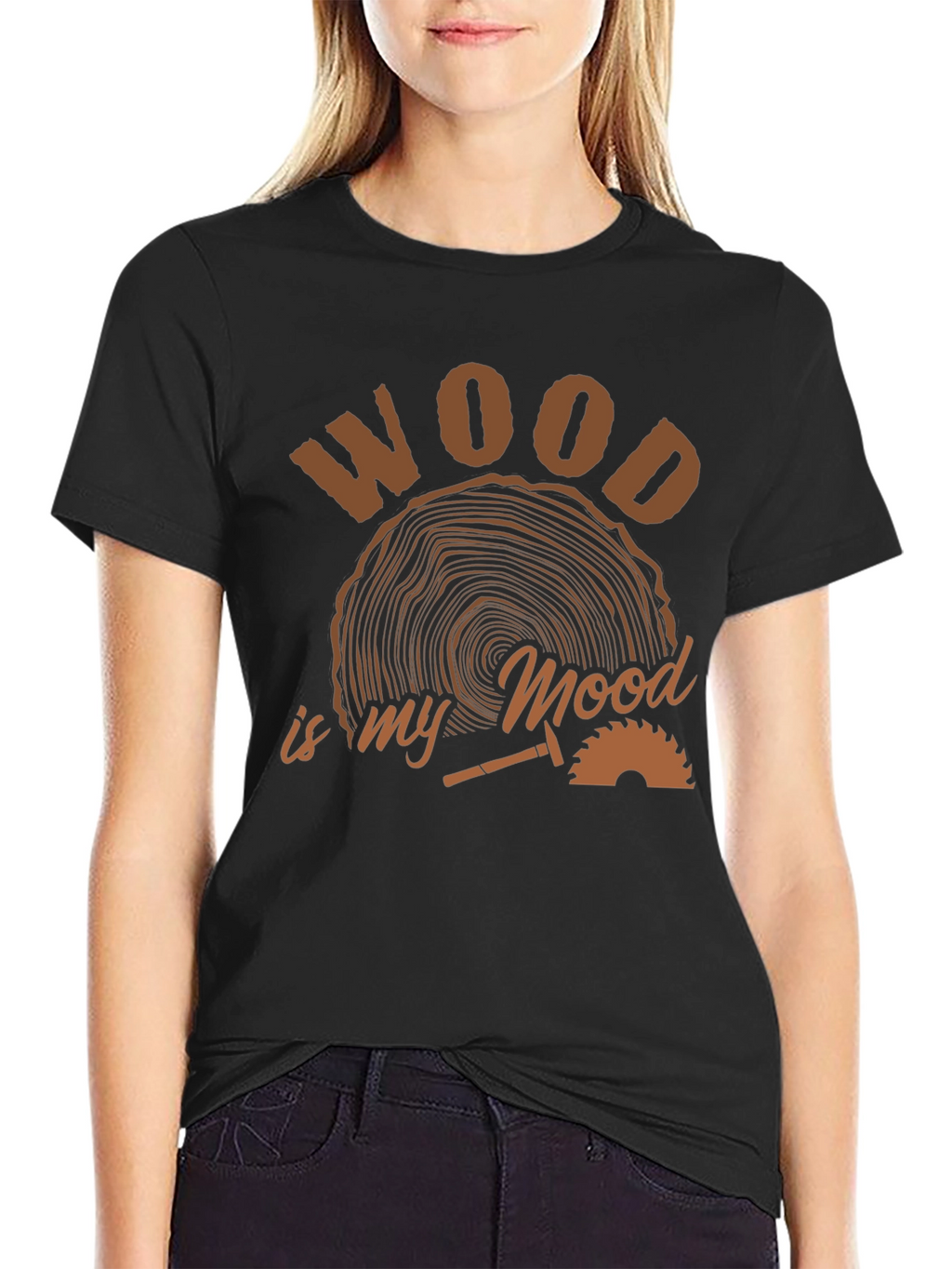 Wood is My Mood Black T-Shirt