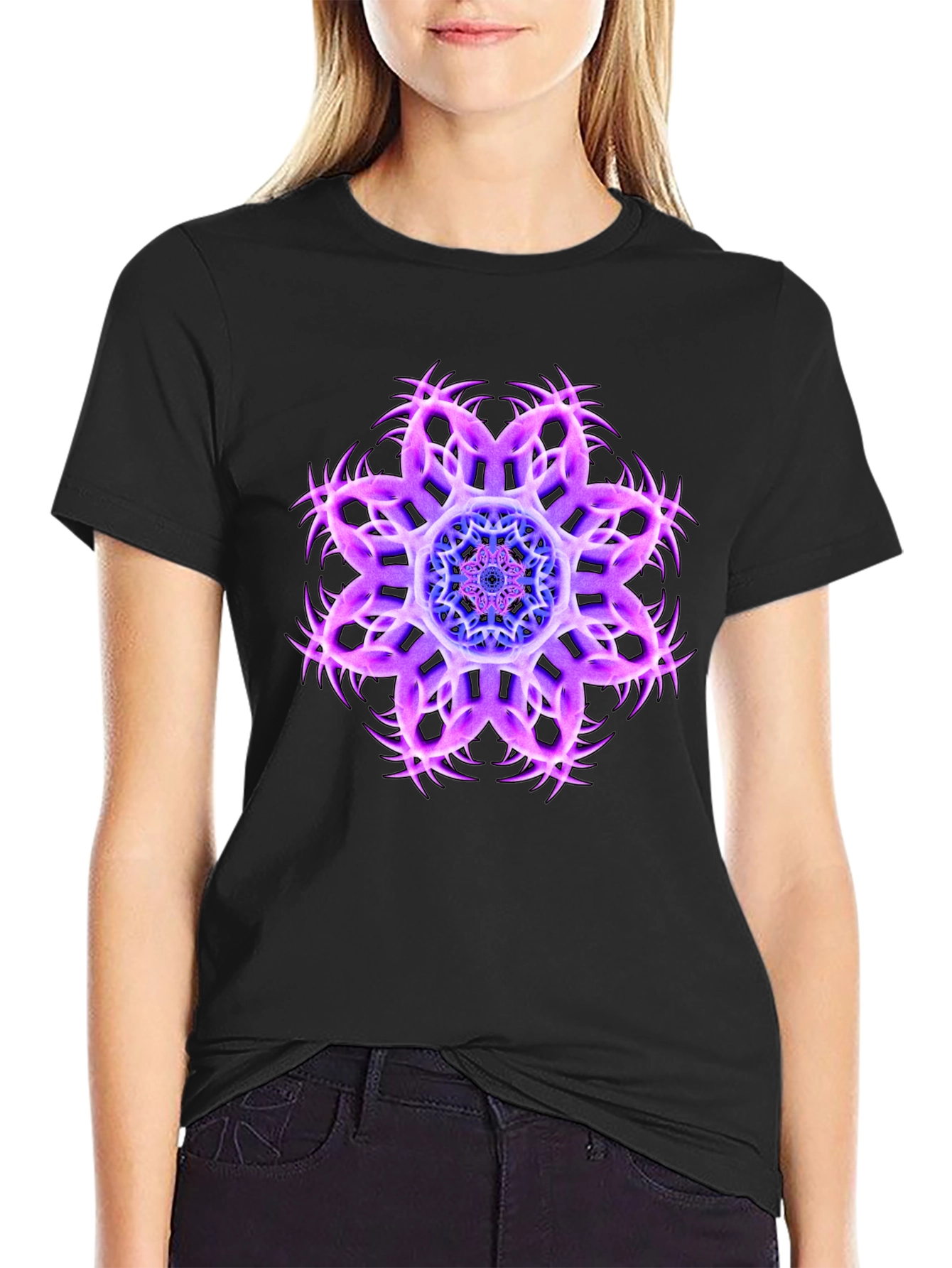 Cosmic Bloom Black Tee