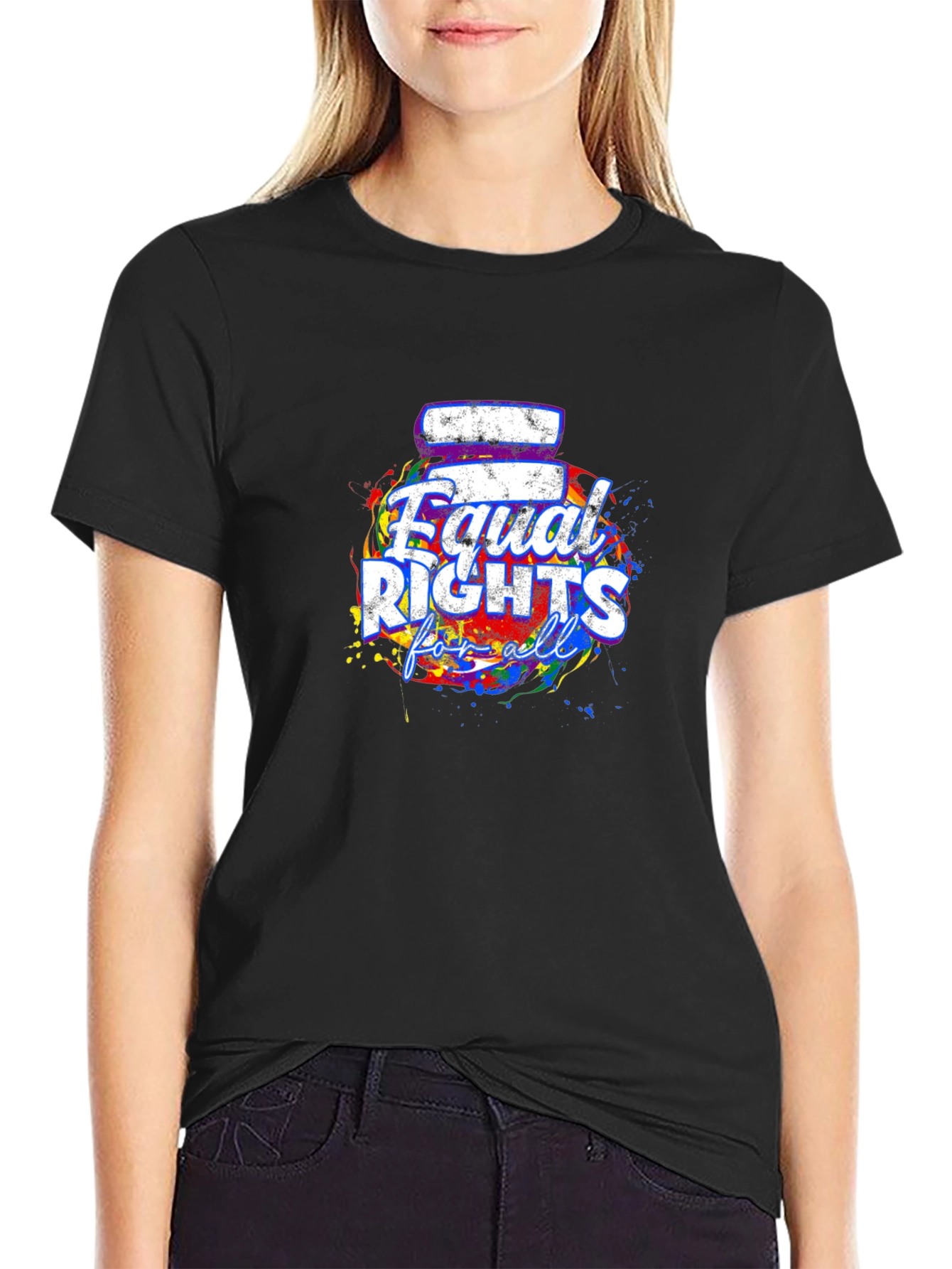 Equal Rights For All T-Shirt Black Crew Neck