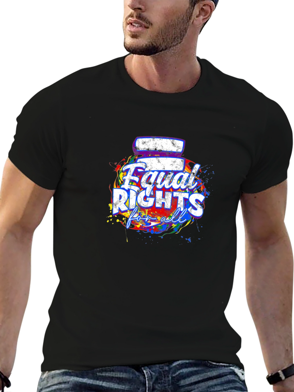 Equal Rights For All T-Shirt Black Crew Neck
