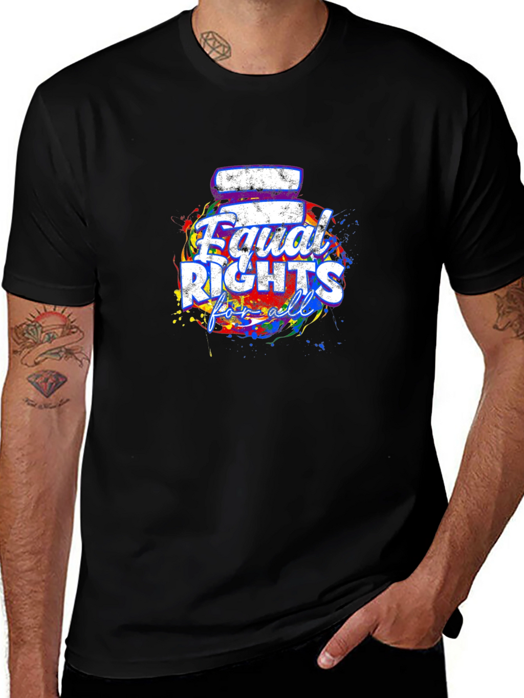 Equal Rights For All T-Shirt Black Crew Neck