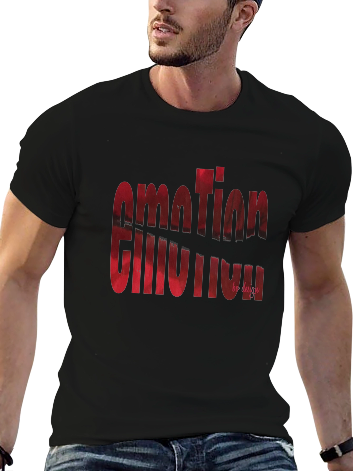 Emotion Motion Graphic Tee - Stylish Mens Black T-Shirt