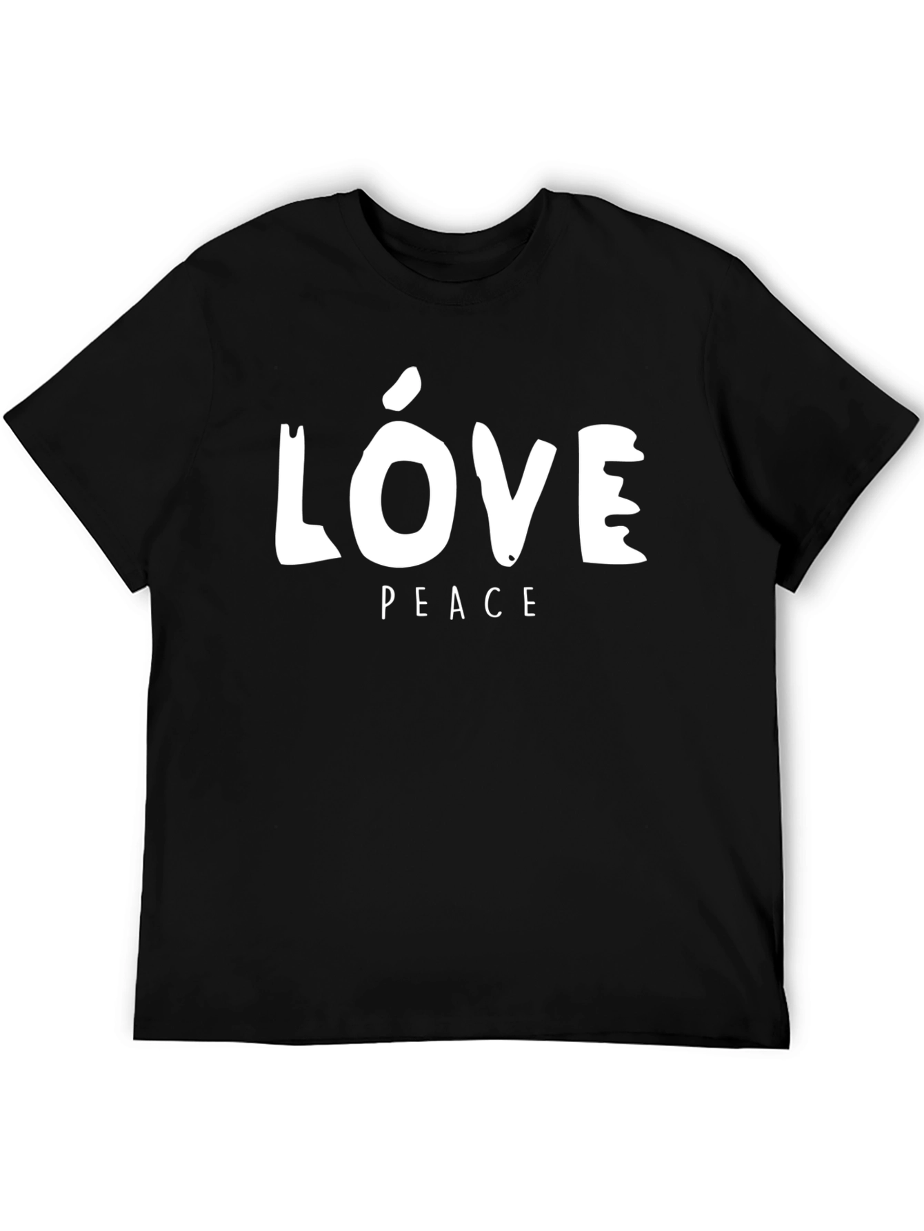 Love & Peace Graphic Print Black T-Shirt
