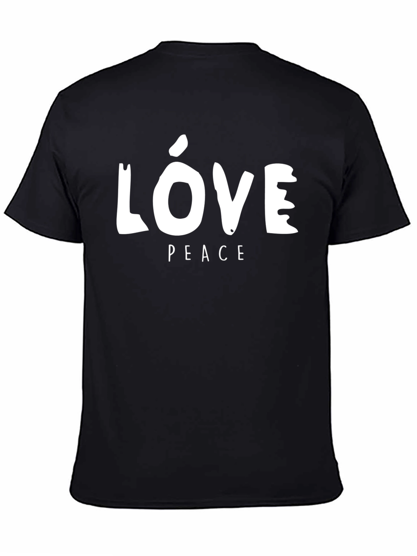 Love & Peace Graphic Print Black T-Shirt