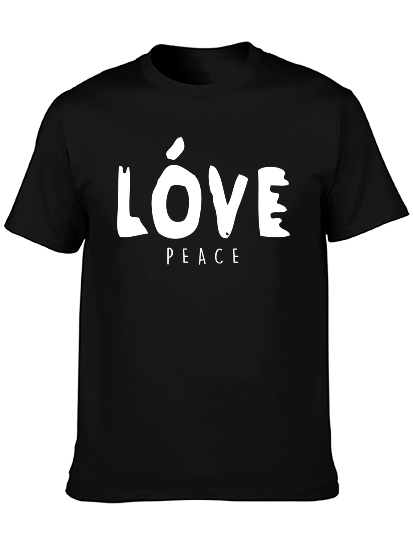 Love & Peace Graphic Print Black T-Shirt