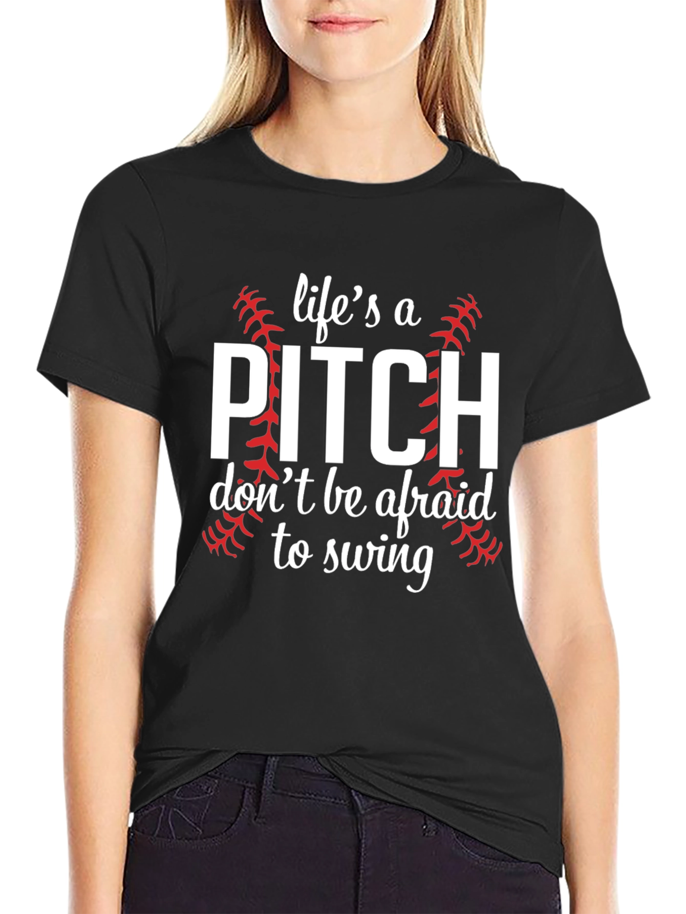 Lifes a Pitch Baseball Graphic Tee