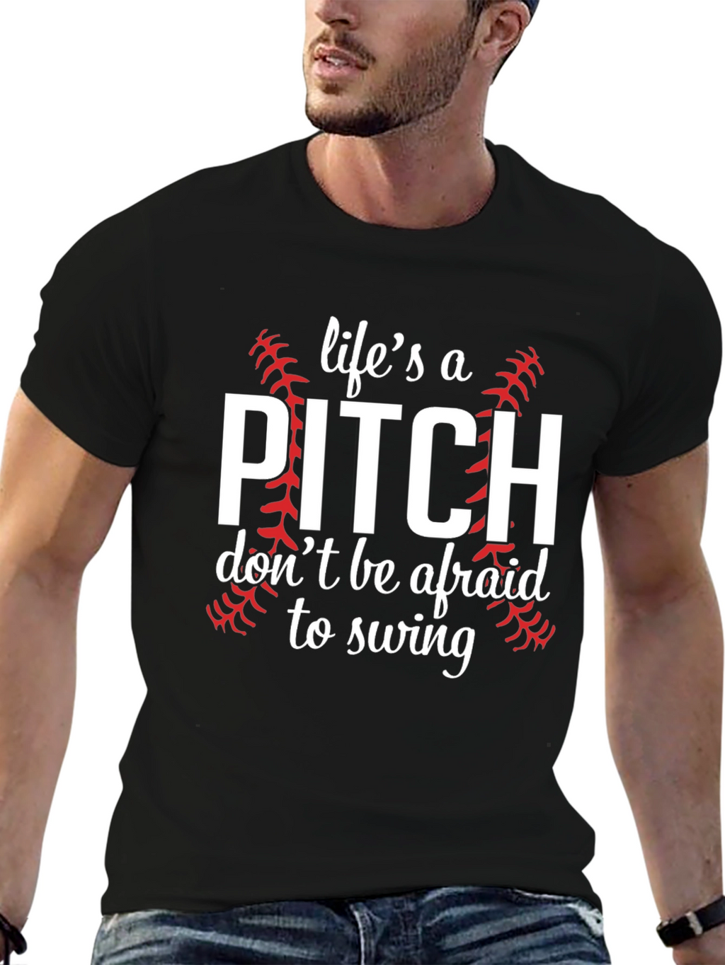 Lifes a Pitch Baseball Graphic Tee