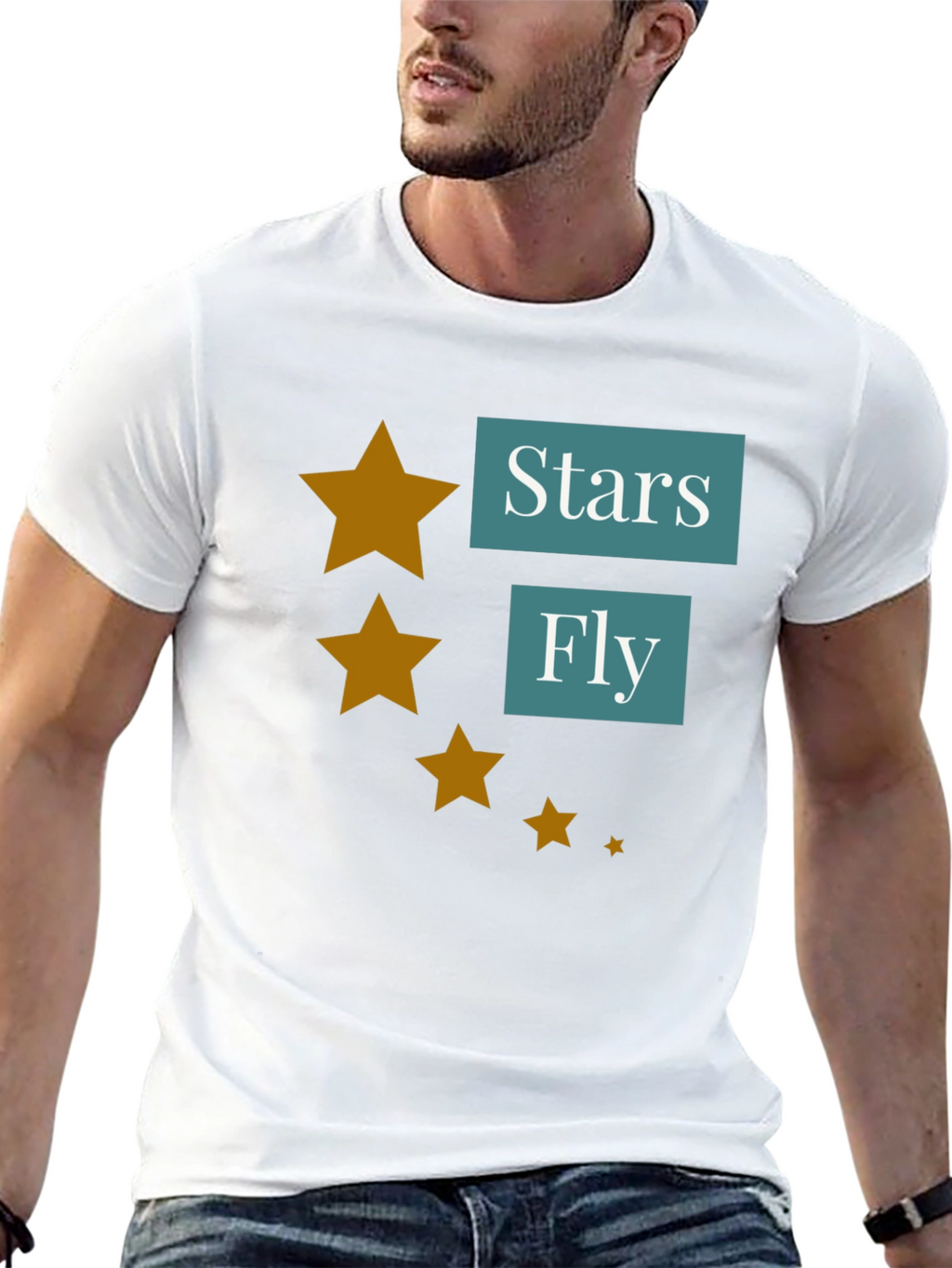 Stars Fly T-Shirt - Casual Black Tee