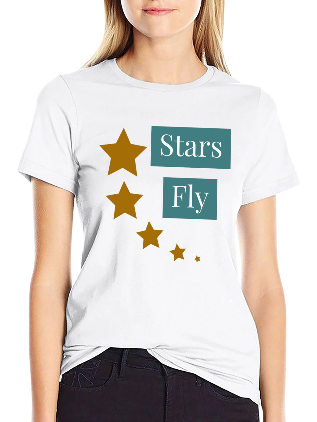 Stars Fly T-Shirt - Casual Black Tee
