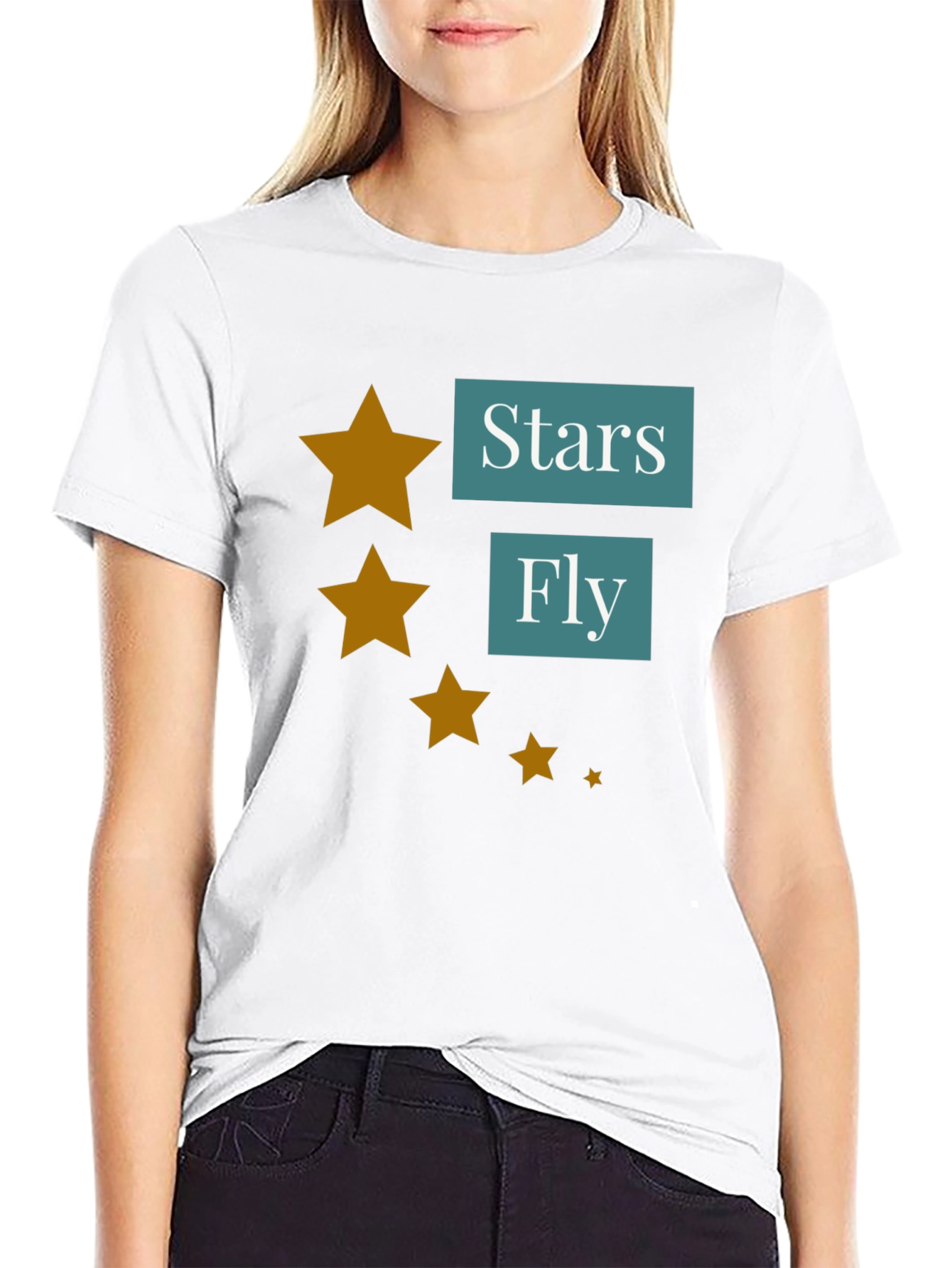 Stars Fly T-Shirt - Casual Black Tee