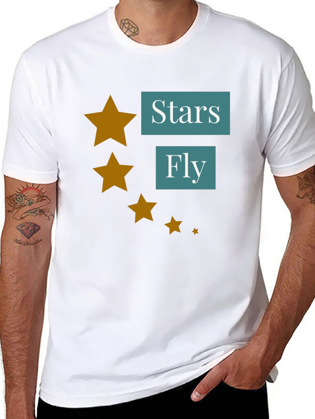 Stars Fly T-Shirt - Casual Black Tee