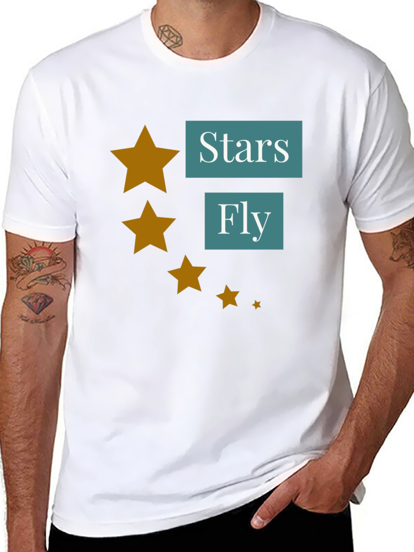 Stars Fly T-Shirt - Casual Black Tee