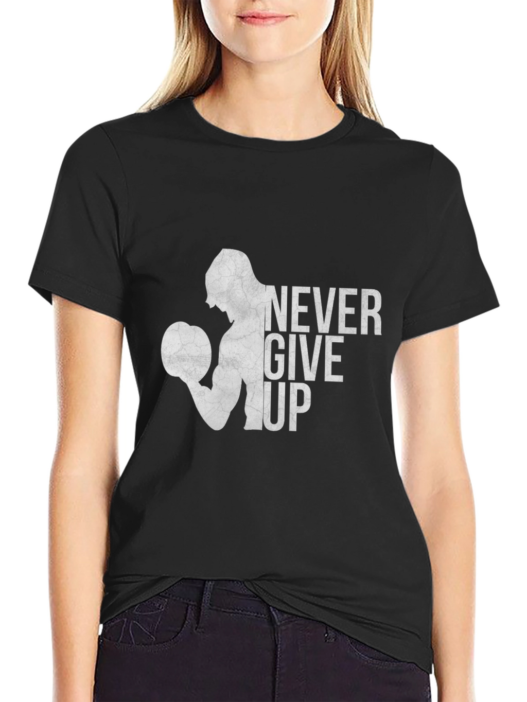 Never Give Up Graphic Print Tee