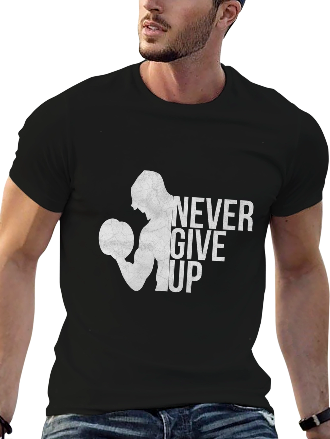 Never Give Up Graphic Print Tee