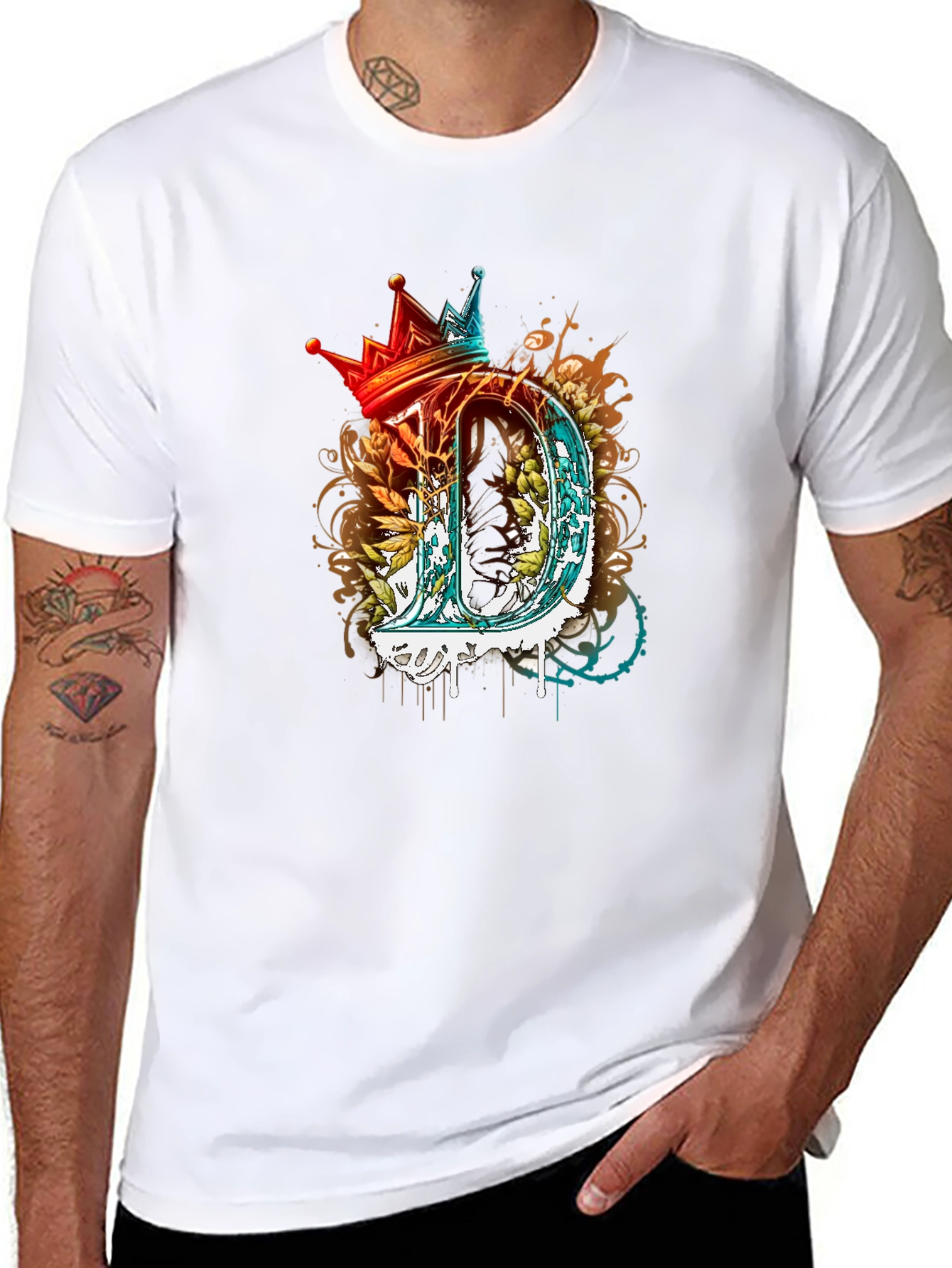King D Letter Graphic Print T-Shirt