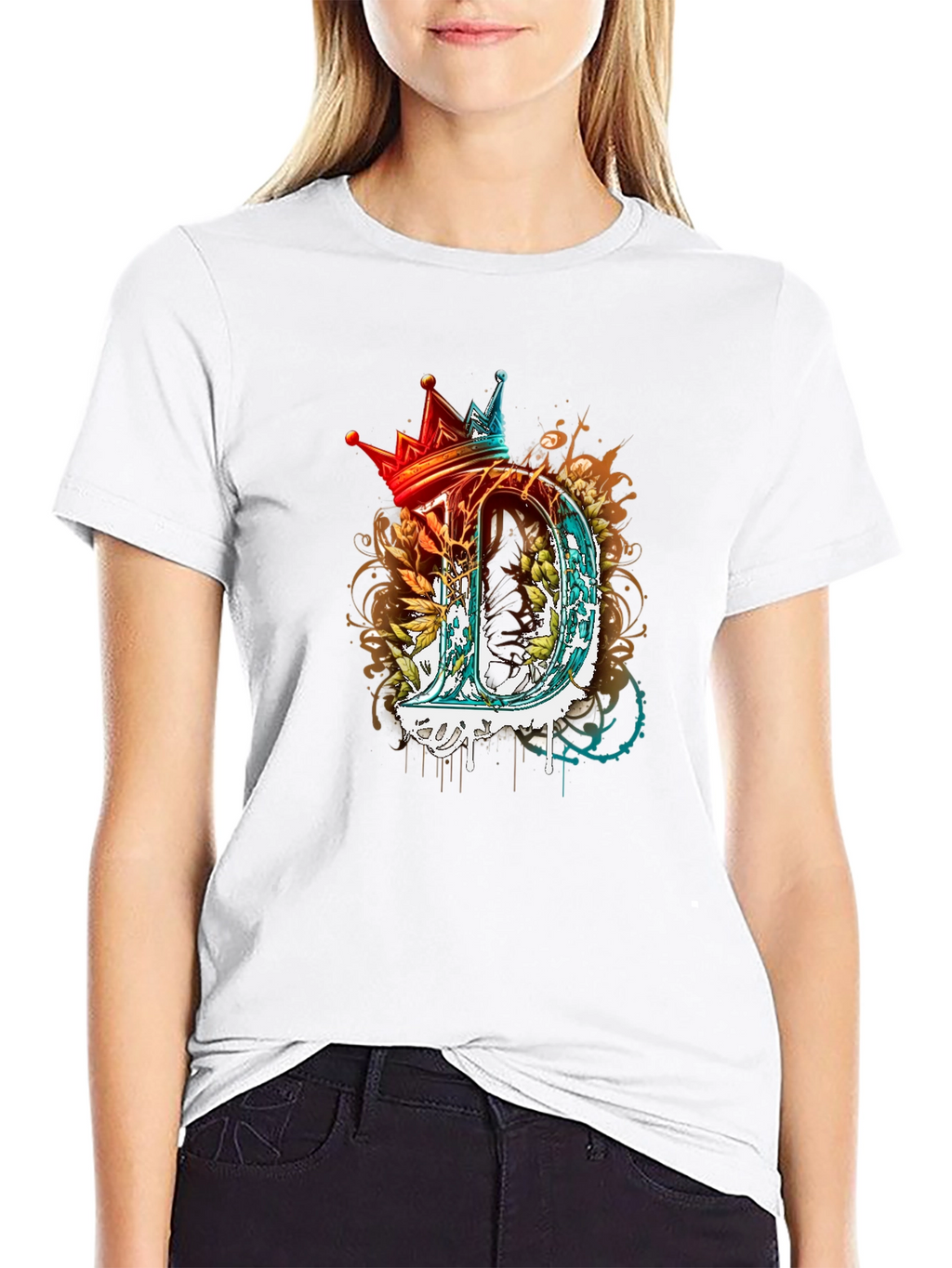 King D Letter Graphic Print T-Shirt