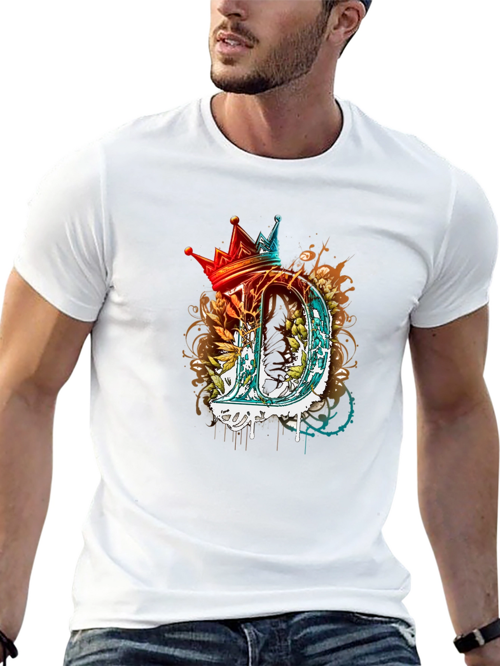King D Letter Graphic Print T-Shirt