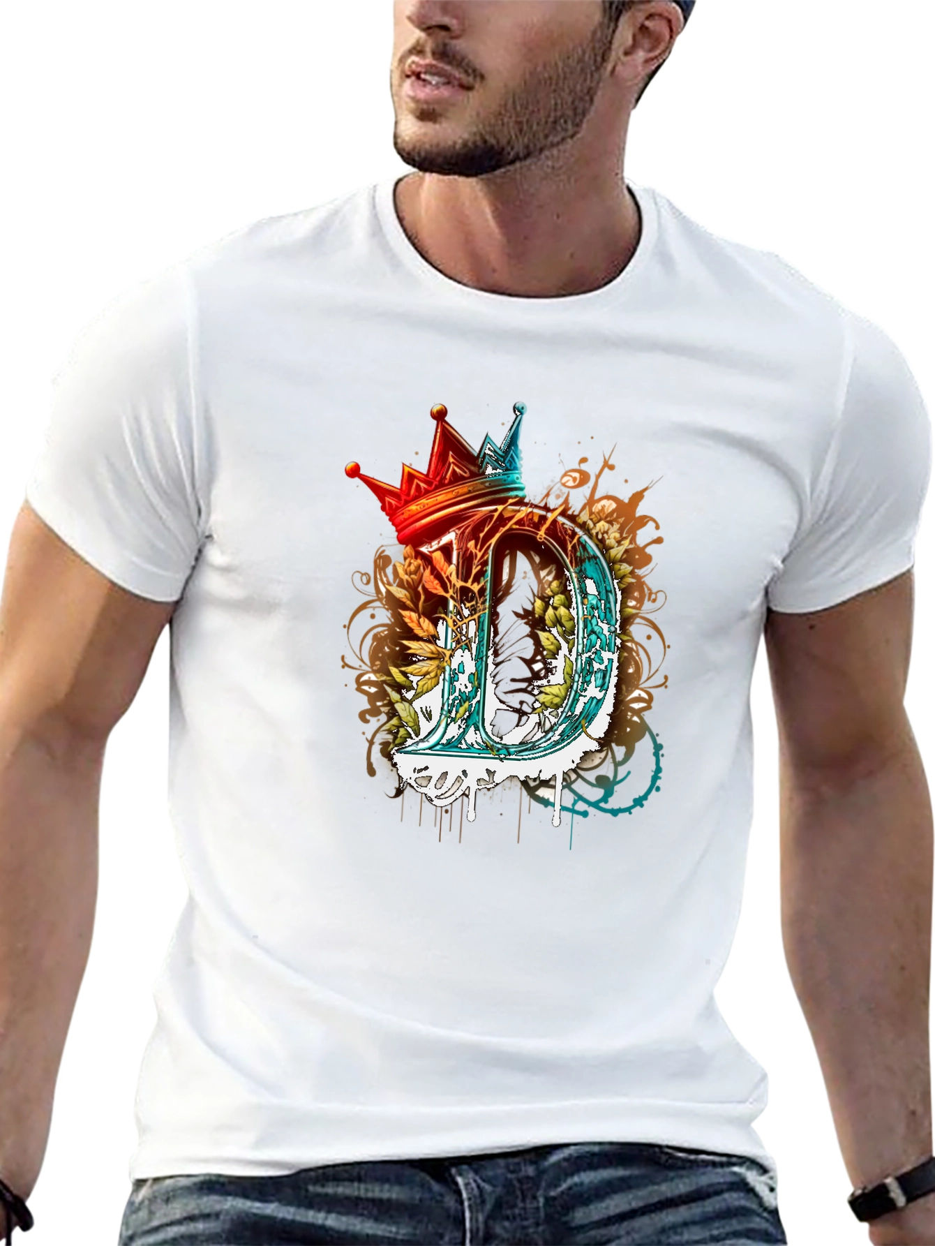 King D Letter Graphic Print T-Shirt
