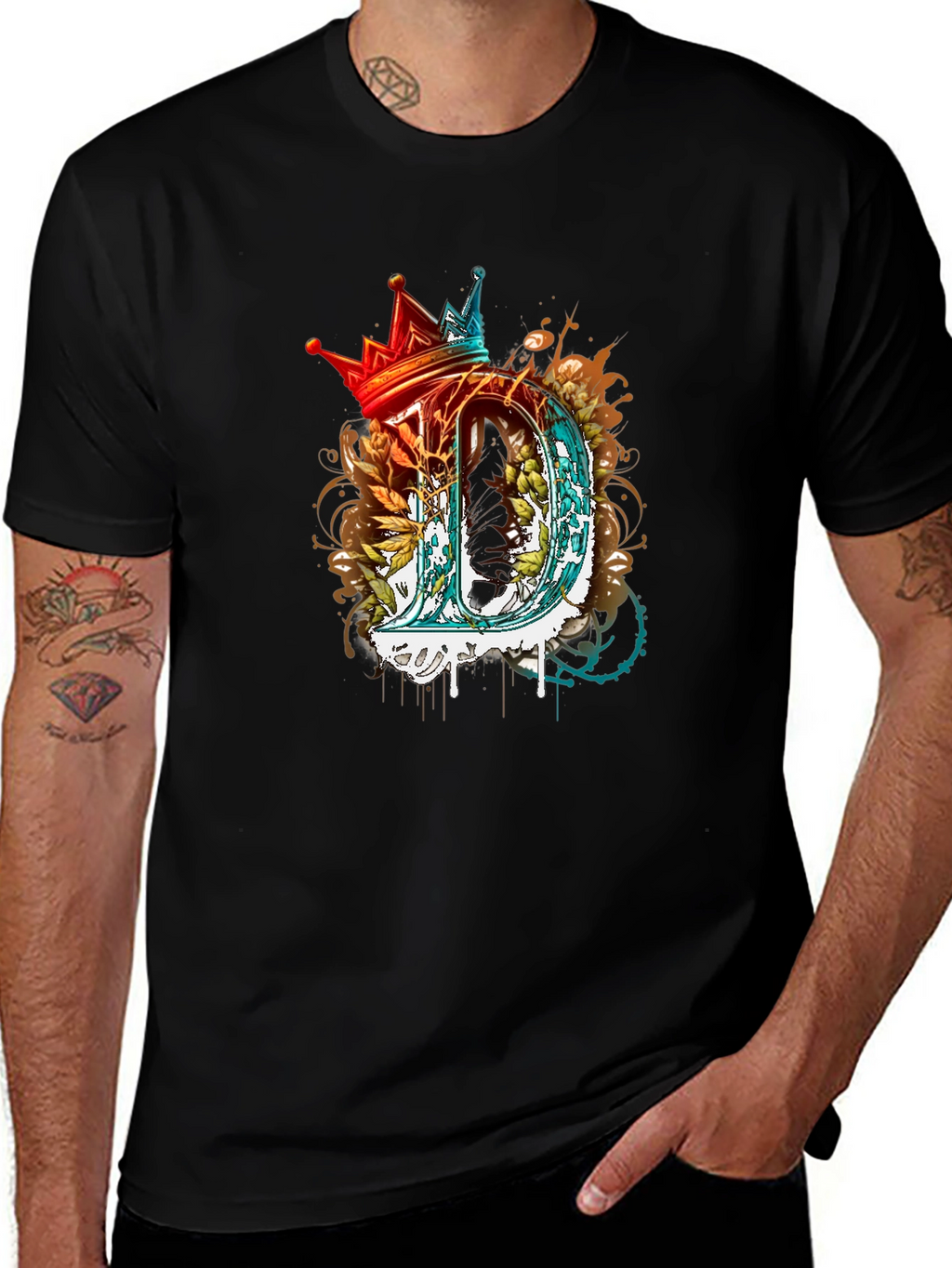 King D Letter Graphic Print T-Shirt