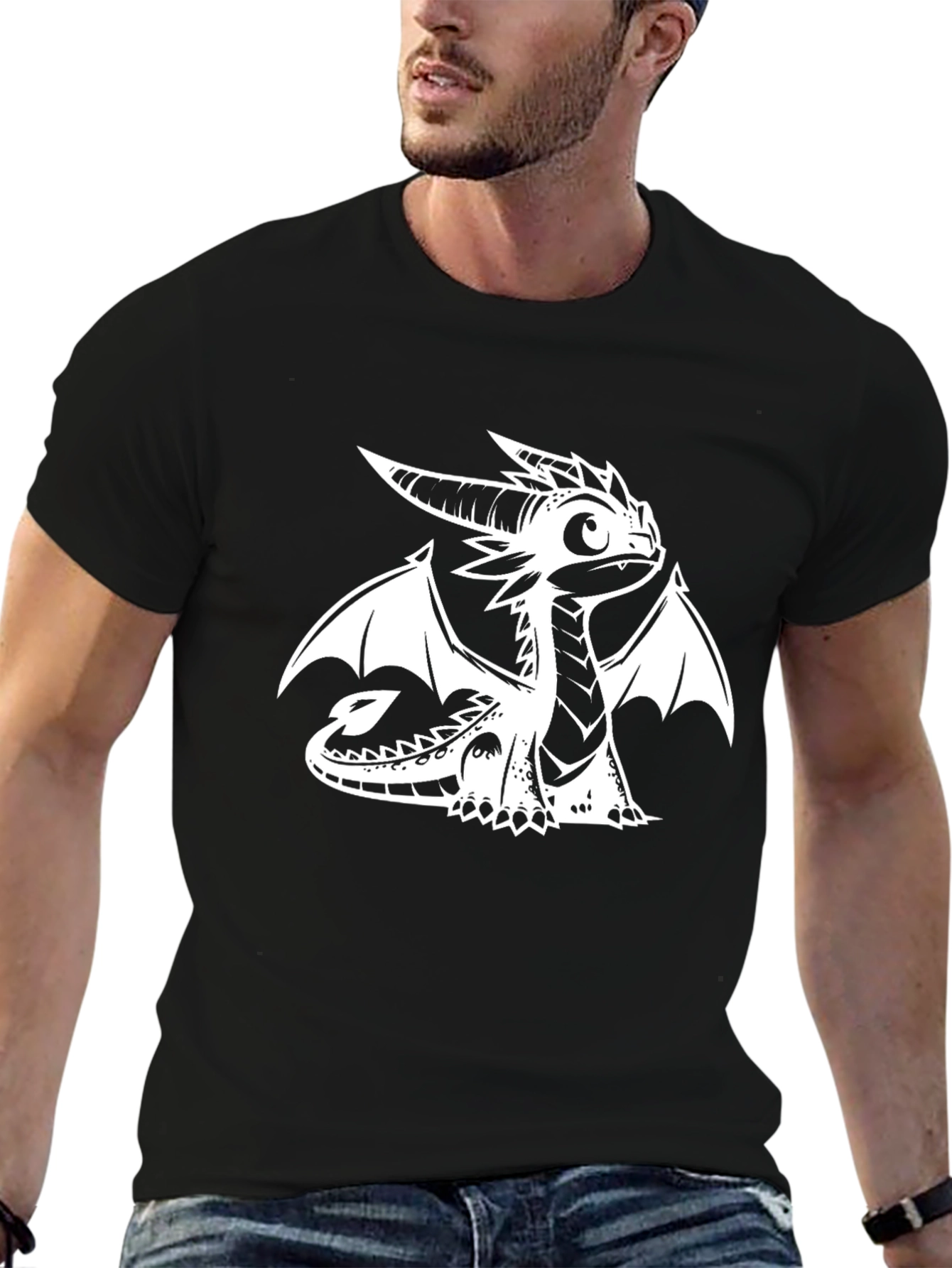 Cool Dragon Graphic Tee - Black Cotton T-Shirt