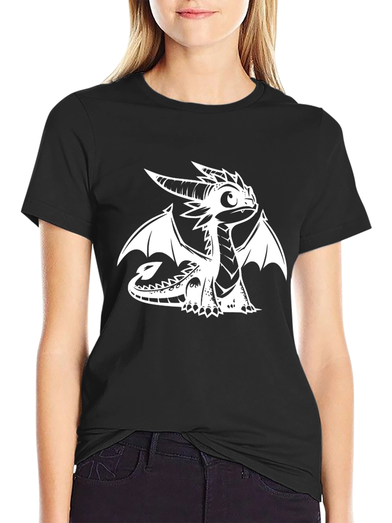 Cool Dragon Graphic Tee - Black Cotton T-Shirt