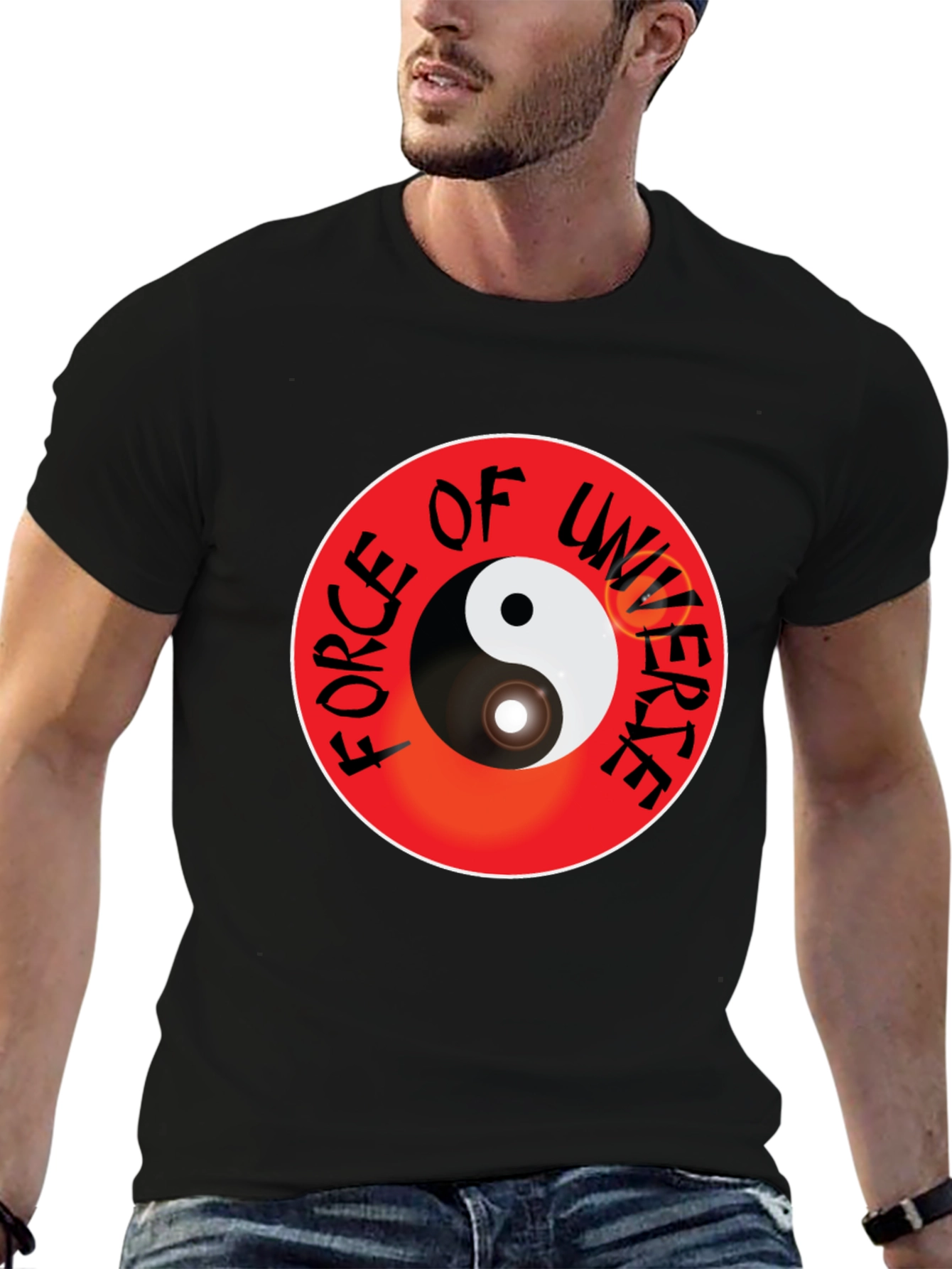 Yin Yang Force of Universe Black T-Shirt