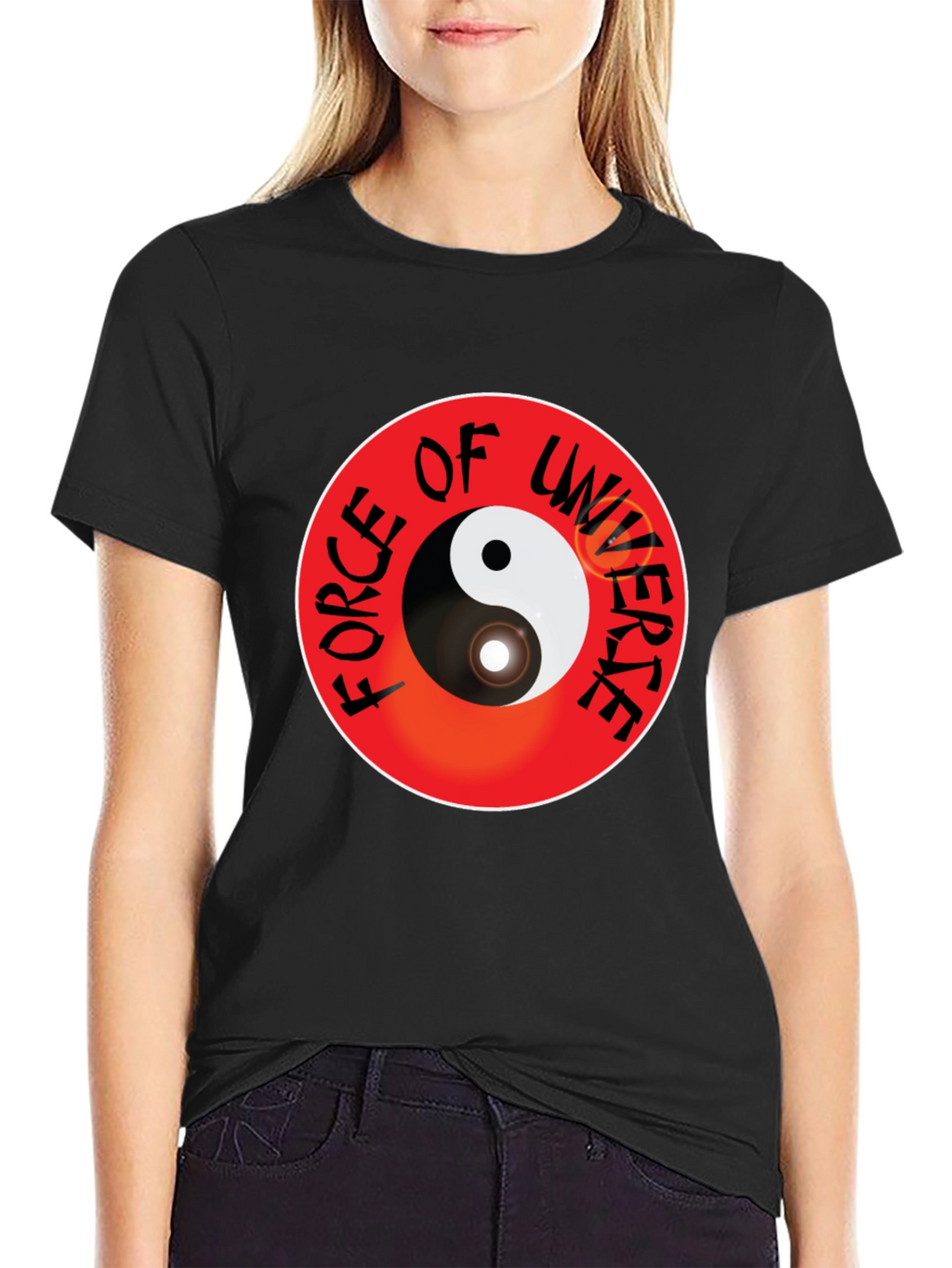Yin Yang Force of Universe Black T-Shirt