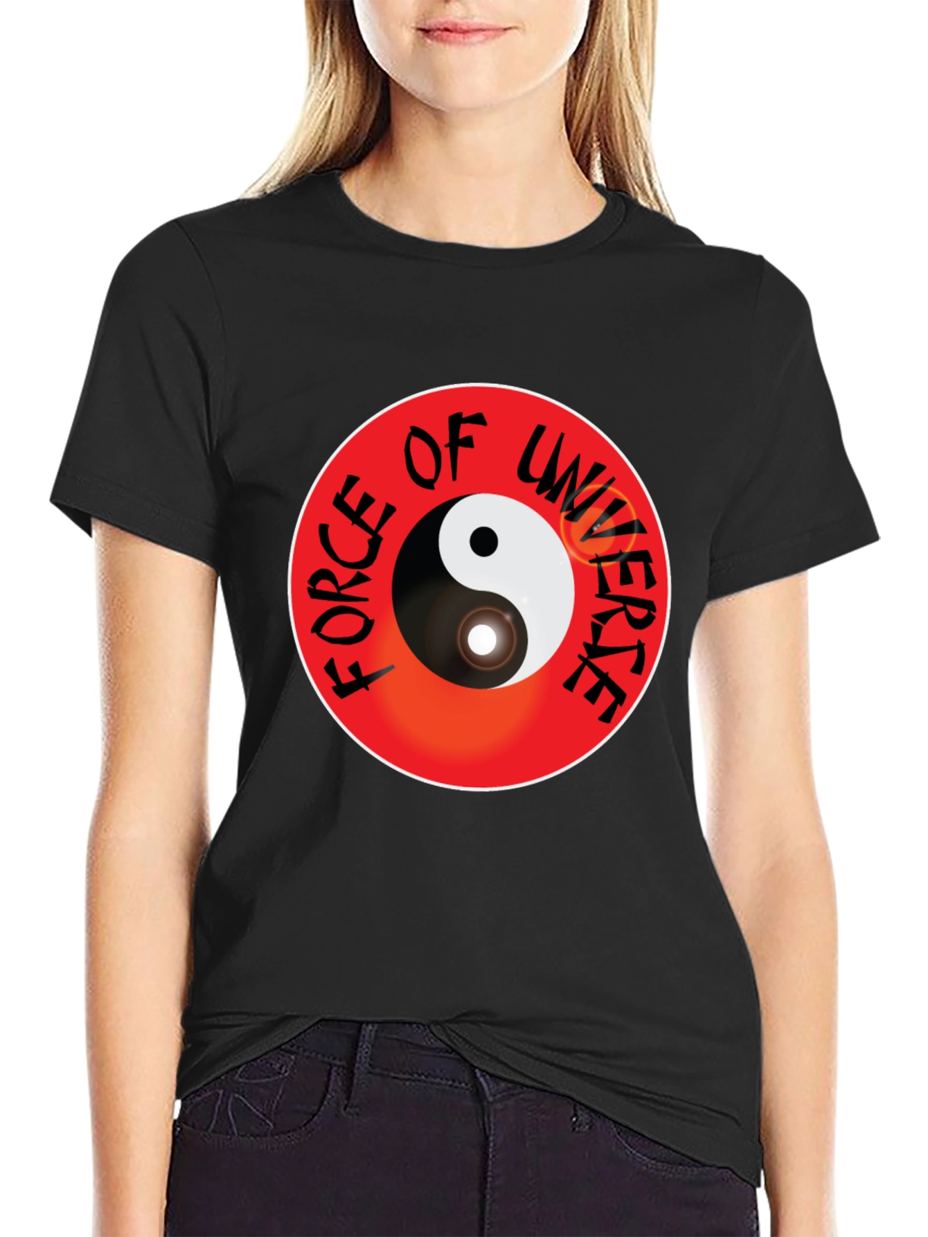 Yin Yang Force of Universe Black T-Shirt