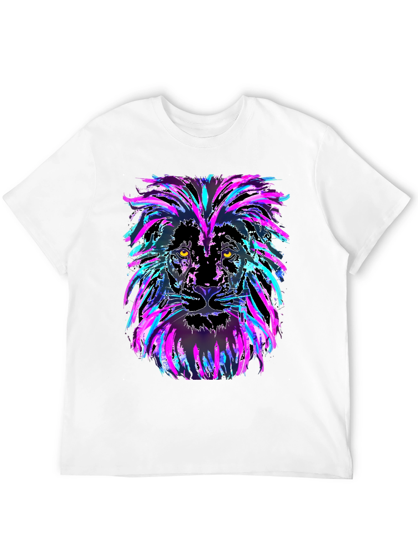 Neon Lion Graphic Black T-Shirt